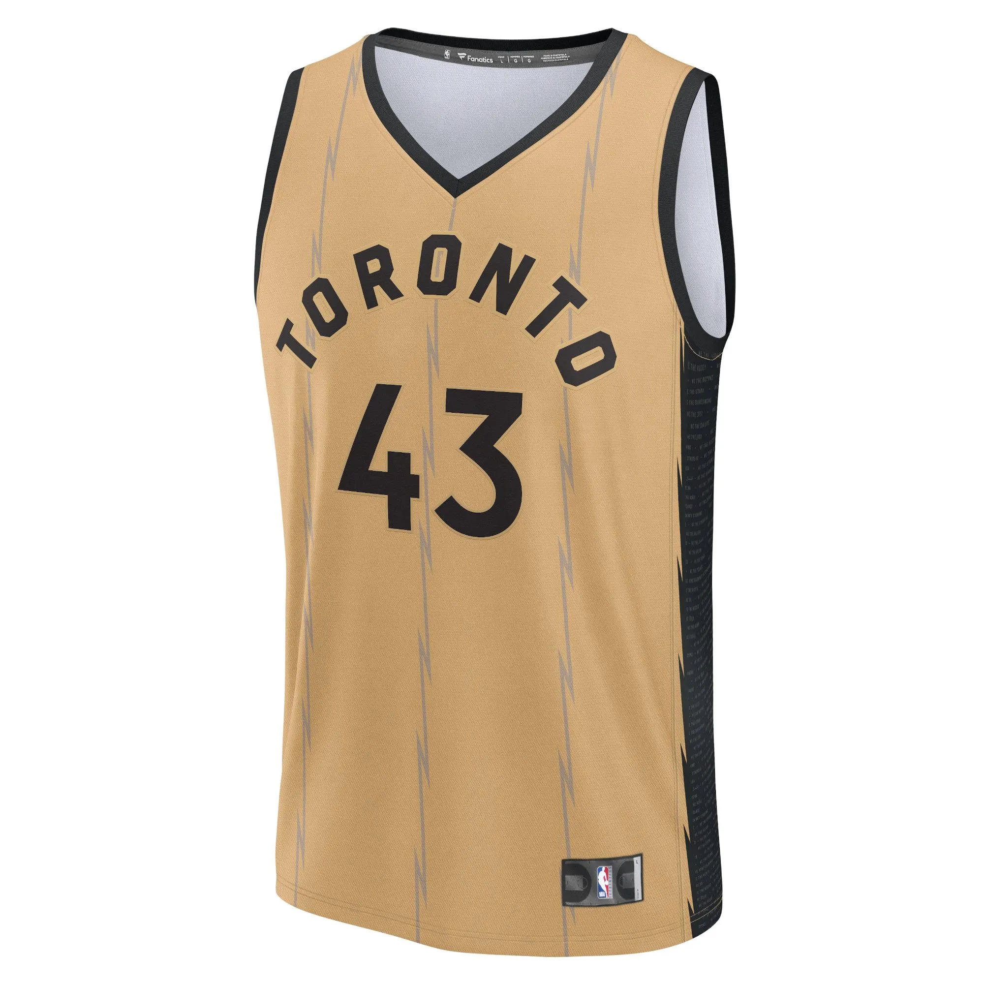 Pascal Siakam Toronto Raptors Fanatics Branded Fast Break Jersey - Gold - City Edition