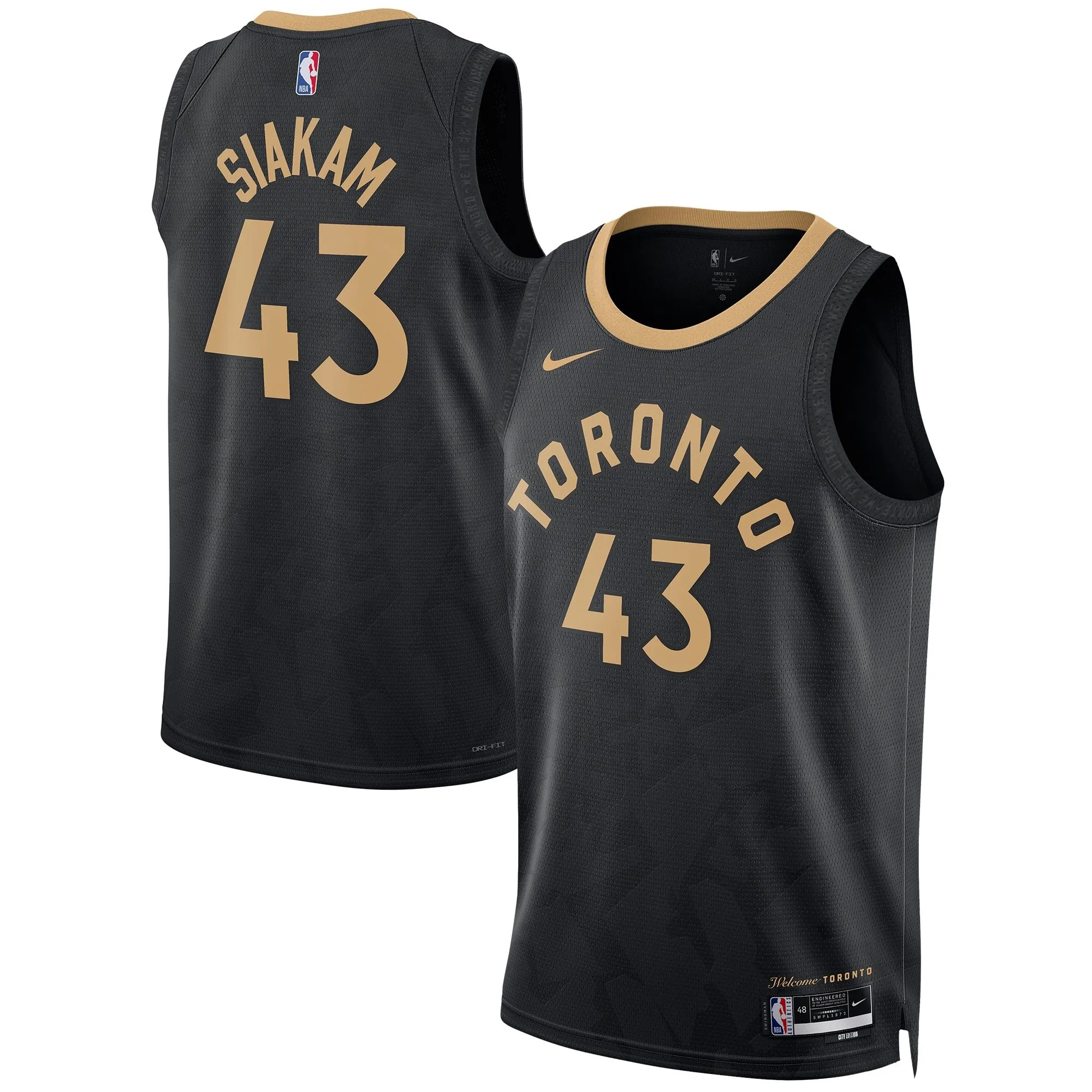 Pascal Siakam Toronto Raptors  Unisex 2022/23 Swingman Jersey - City Edition - Black