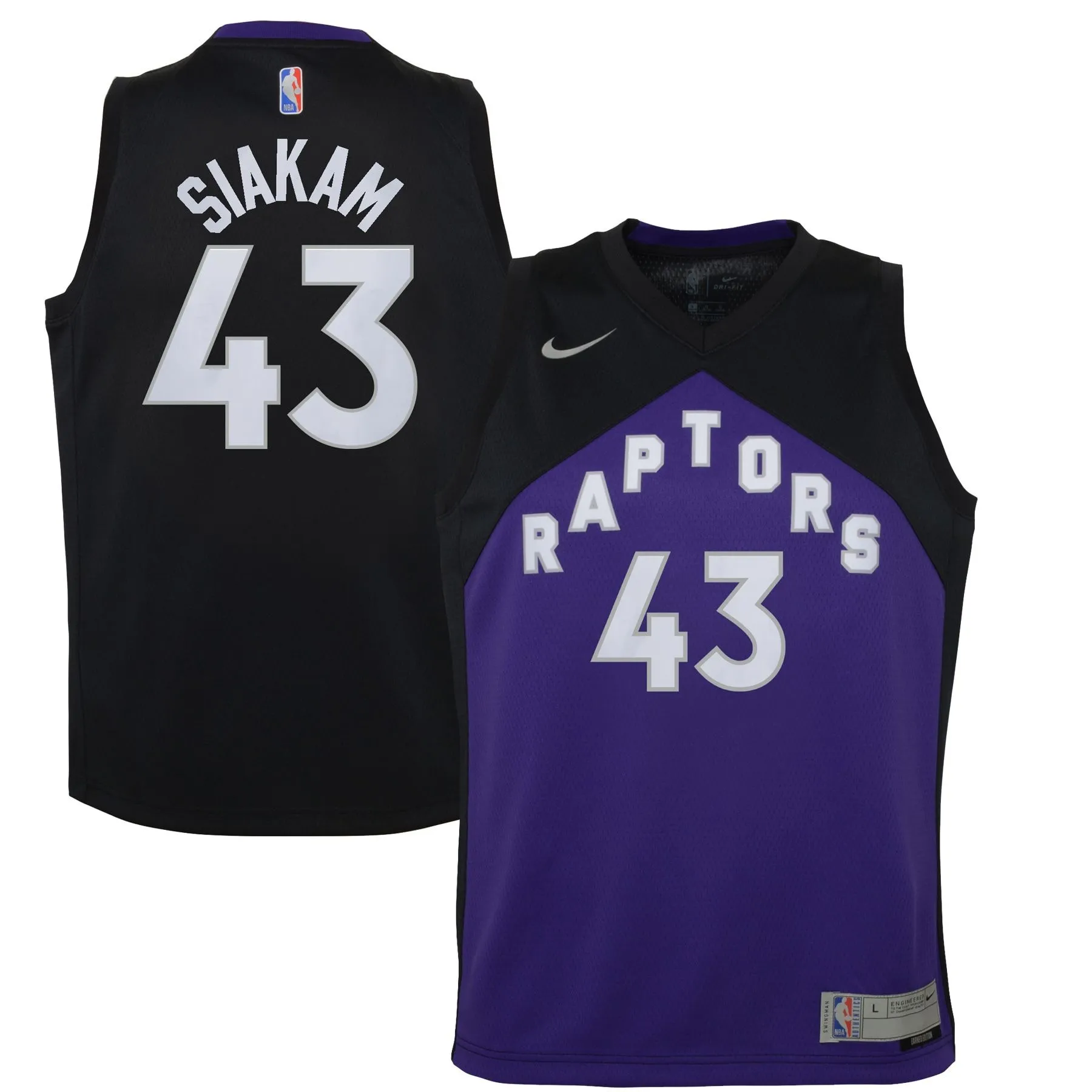 Pascal Siakam Toronto Raptors  Youth 2020/21 Swingman Player Jersey Black/Purple - Earned Edition