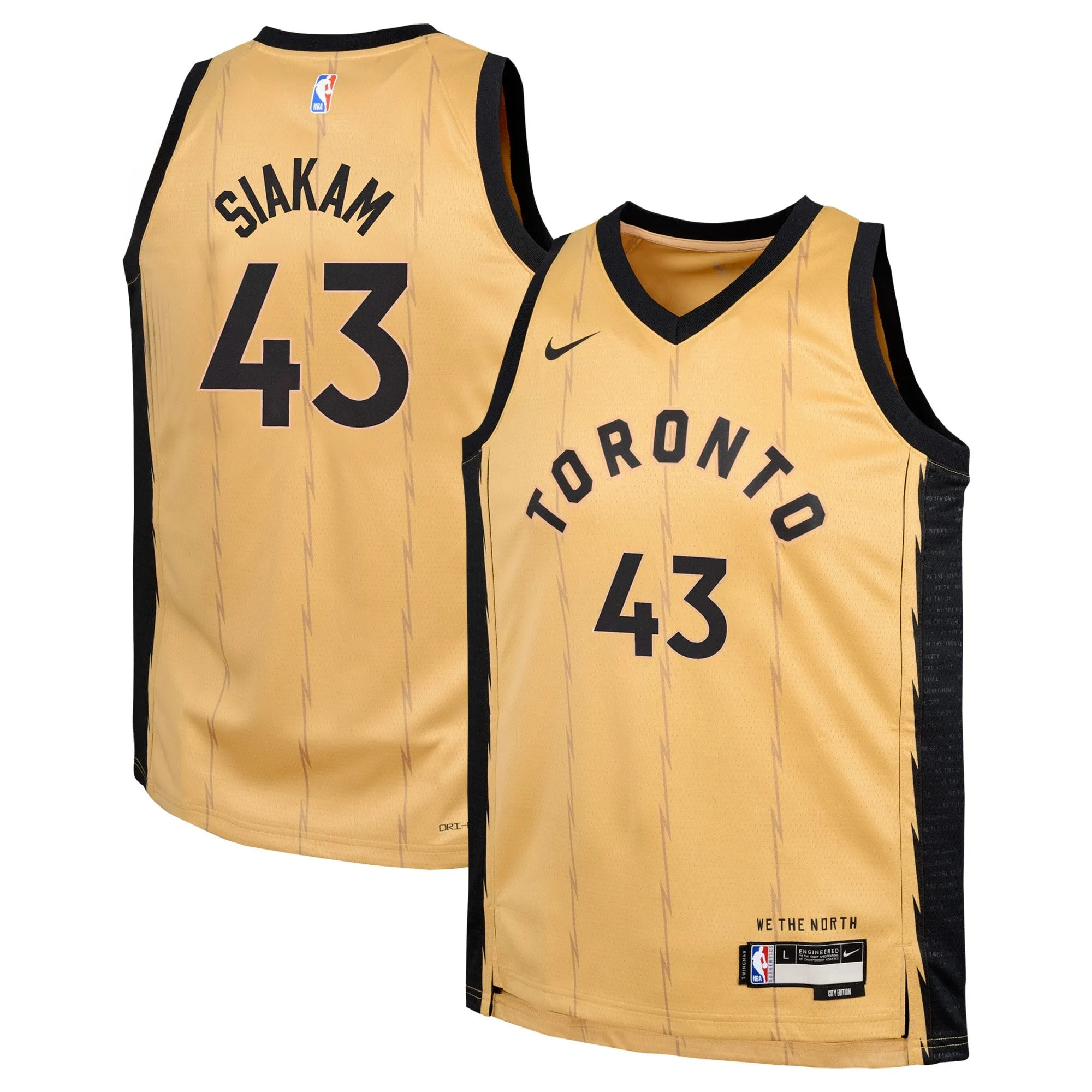 Pascal Siakam Toronto Raptors  Youth  Swingman Replica Jersey - City Edition - Gold