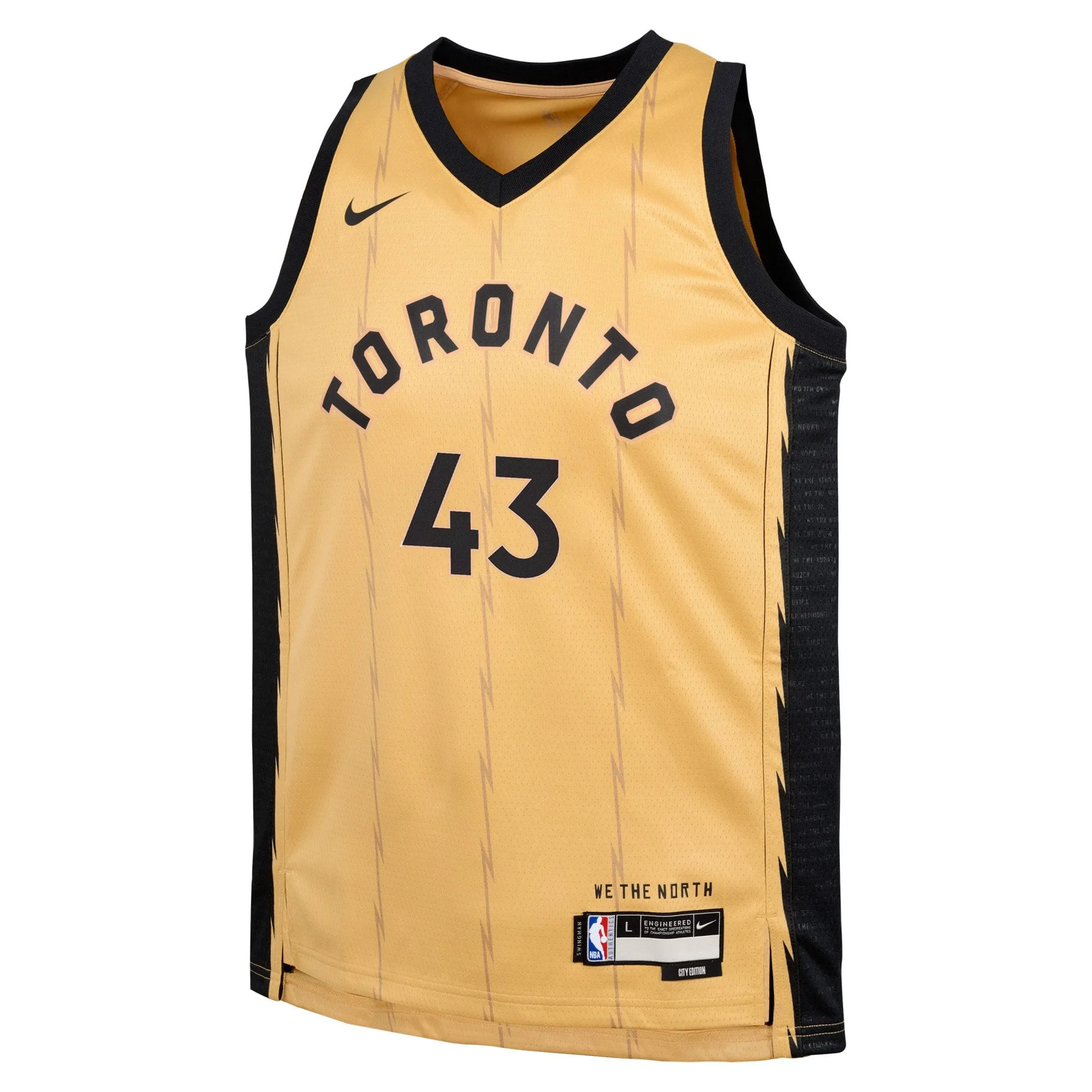 Pascal Siakam Toronto Raptors  Youth  Swingman Replica Jersey - City Edition - Gold