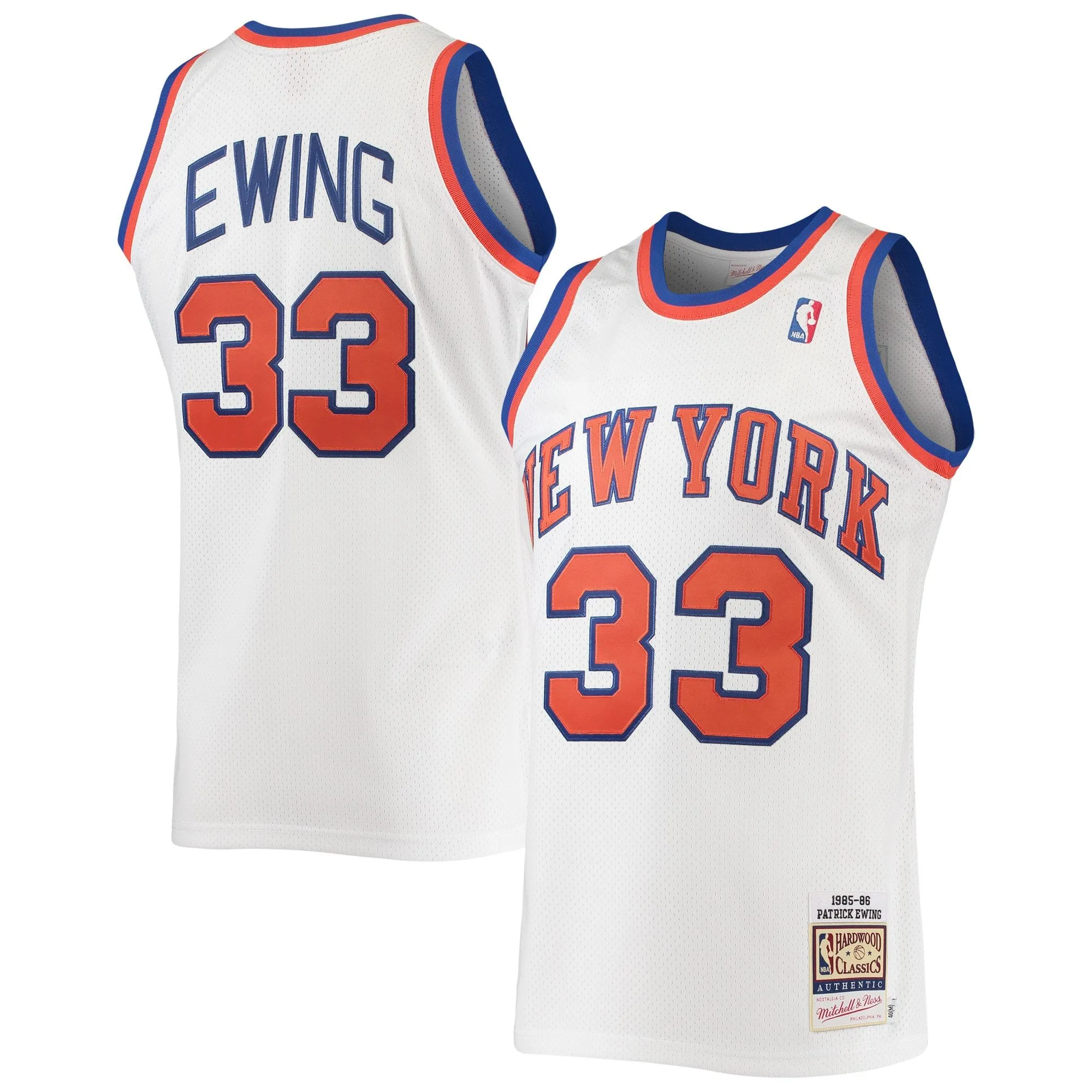 Patrick Ewing New York Knicks Mitchell & Ness 1985/86 Hardwood Classics  Jersey - White