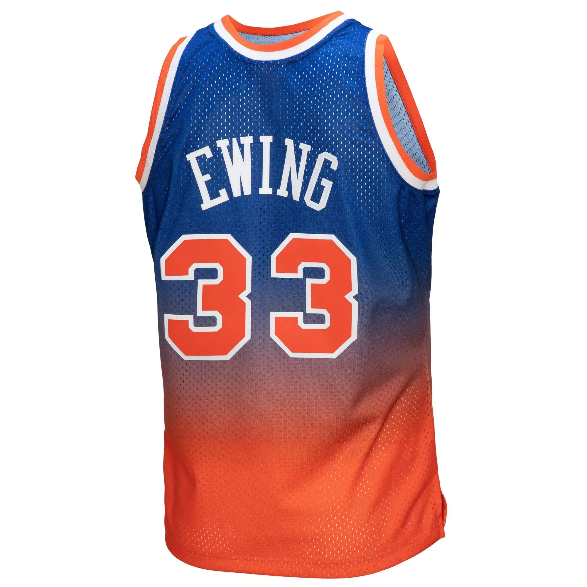 Patrick Ewing New York Knicks Mitchell & Ness 1991/92 Hardwood Classics Fadeaway Swingman Player Jersey - Orange/Royal