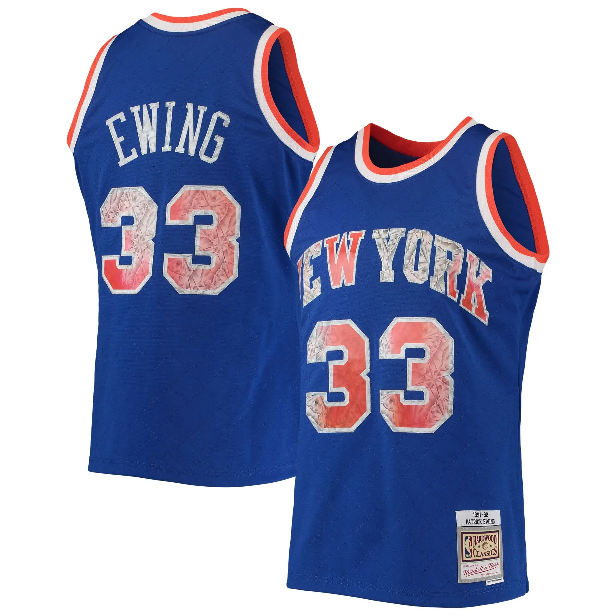 Patrick Ewing New York Knicks Mitchell & Ness 1991/92 Hardwood Classics NBA 75th Anniversary Diamond Swingman Jersey - Blue