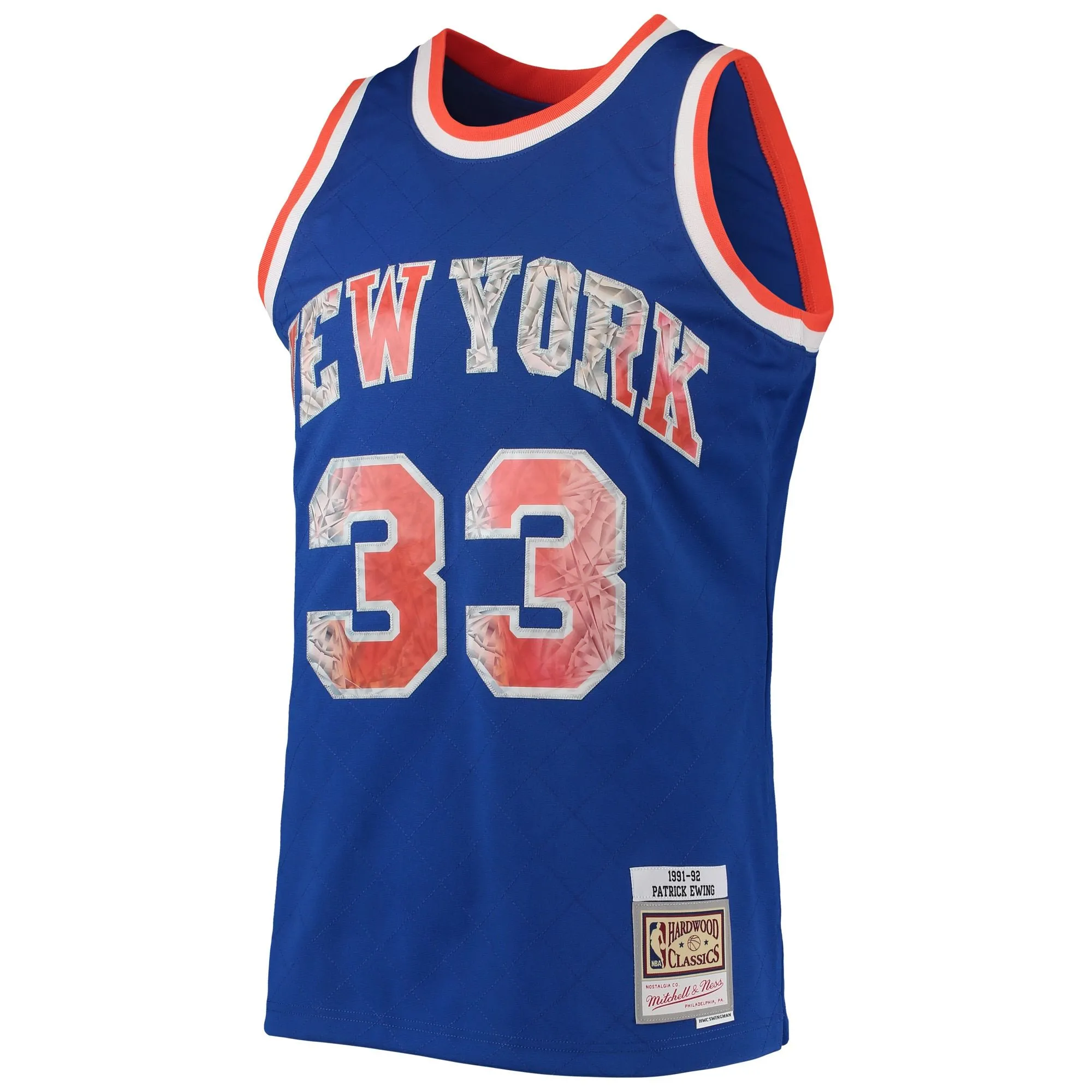 Patrick Ewing New York Knicks Mitchell & Ness 1991/92 Hardwood Classics NBA 75th Anniversary Diamond Swingman Jersey - Blue