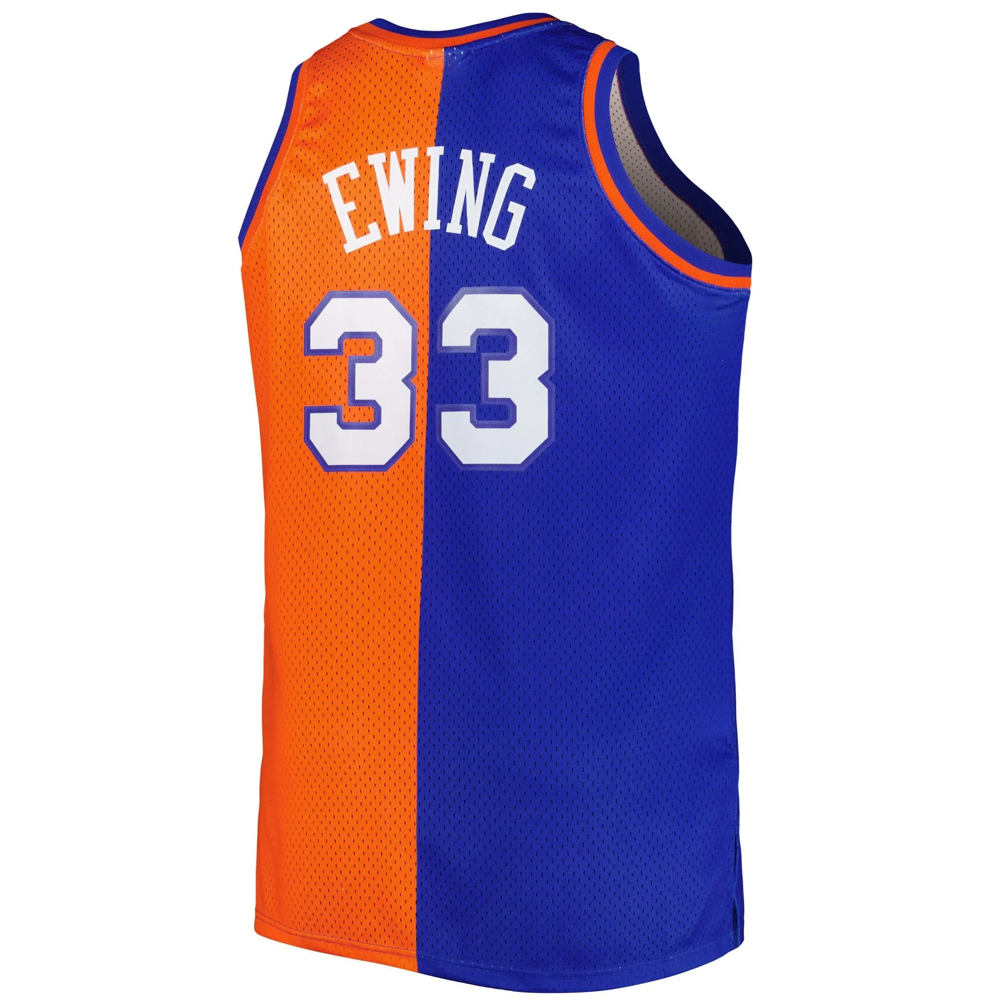 Patrick Ewing New York Knicks Mitchell & Ness Big & Tall Hardwood Classics 1991/92 Split Swingman Jersey - Blue/Orange