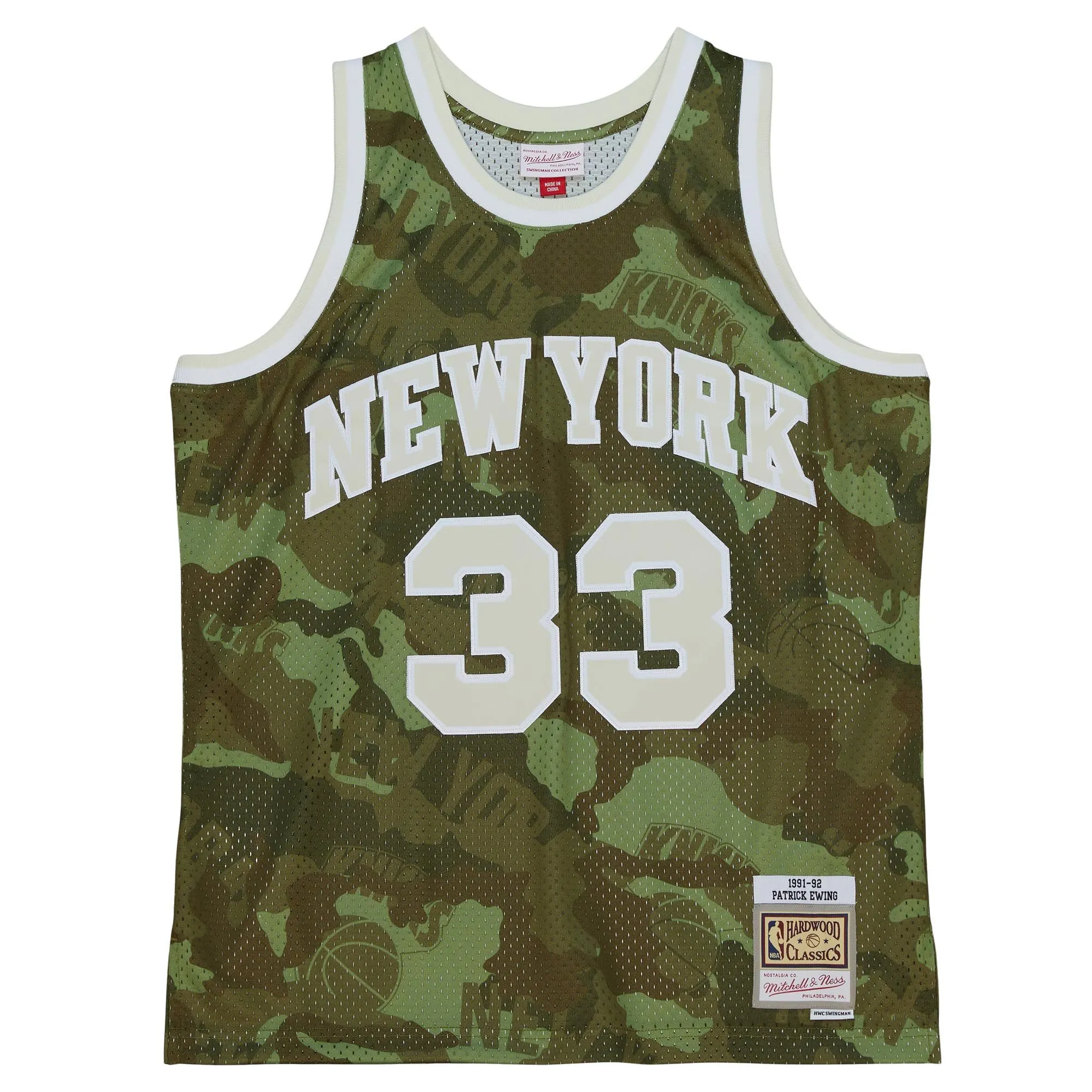 Patrick Ewing New York Knicks Mitchell & Ness Hardwood Classics 1991/92 Ghost Green Swingman Jersey - Camo