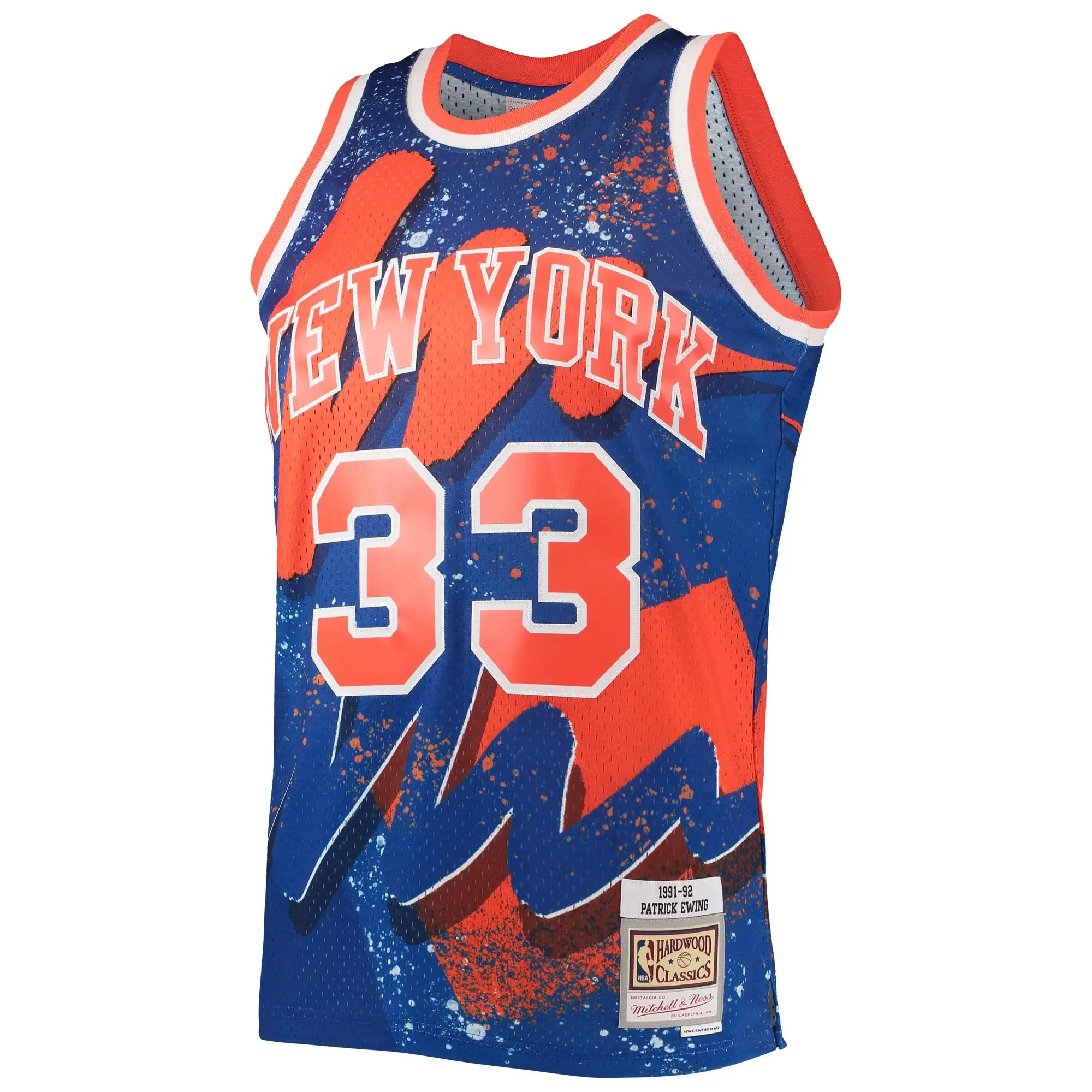 Patrick Ewing New York Knicks Mitchell & Ness Hardwood Classics 1991/92 Hyper Hoops Swingman Jersey - Blue