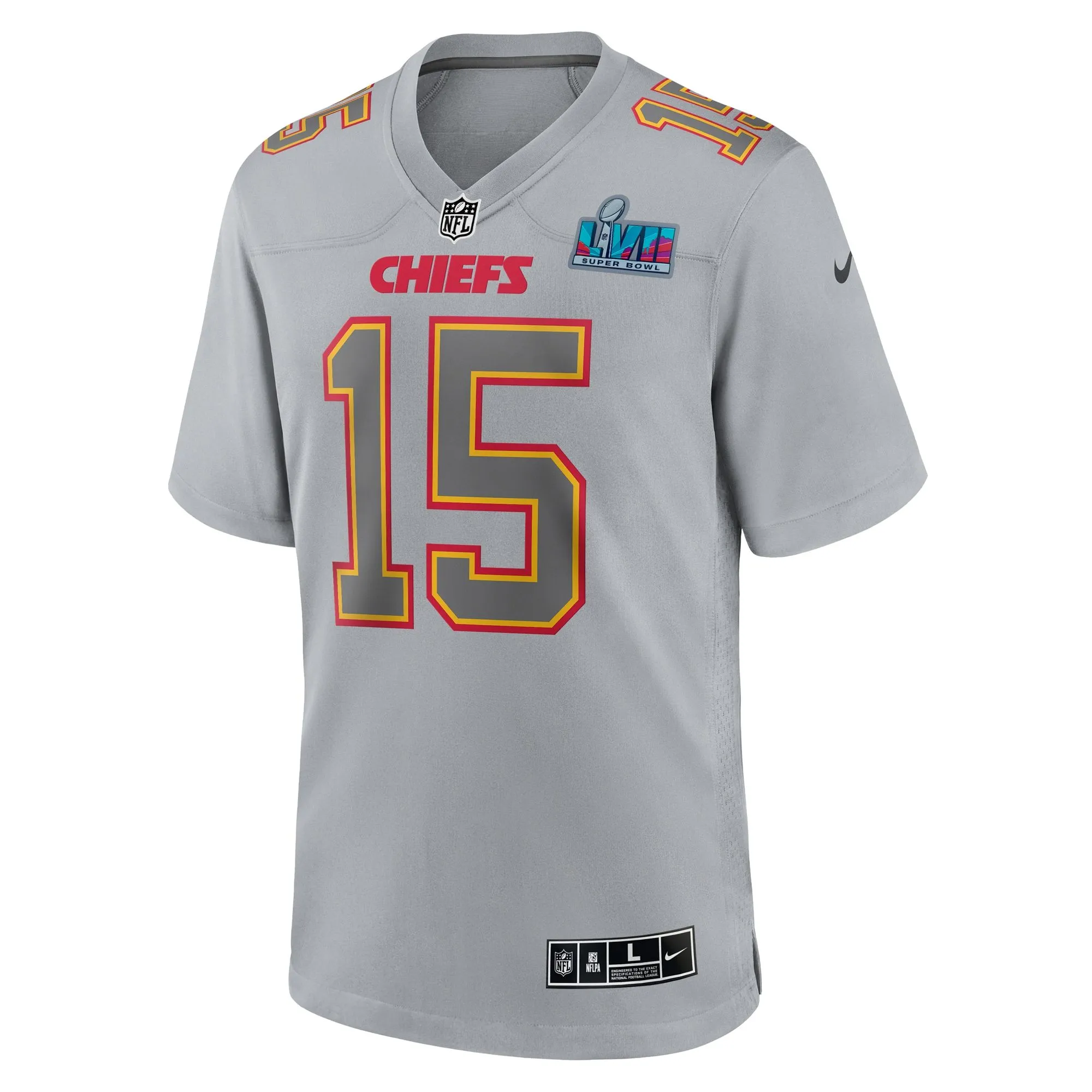 Patrick Mahomes Kansas City Chiefs  Super Bowl LVII (2022 Season) Patch Atmosphere Fashion Game Jersey - Gray