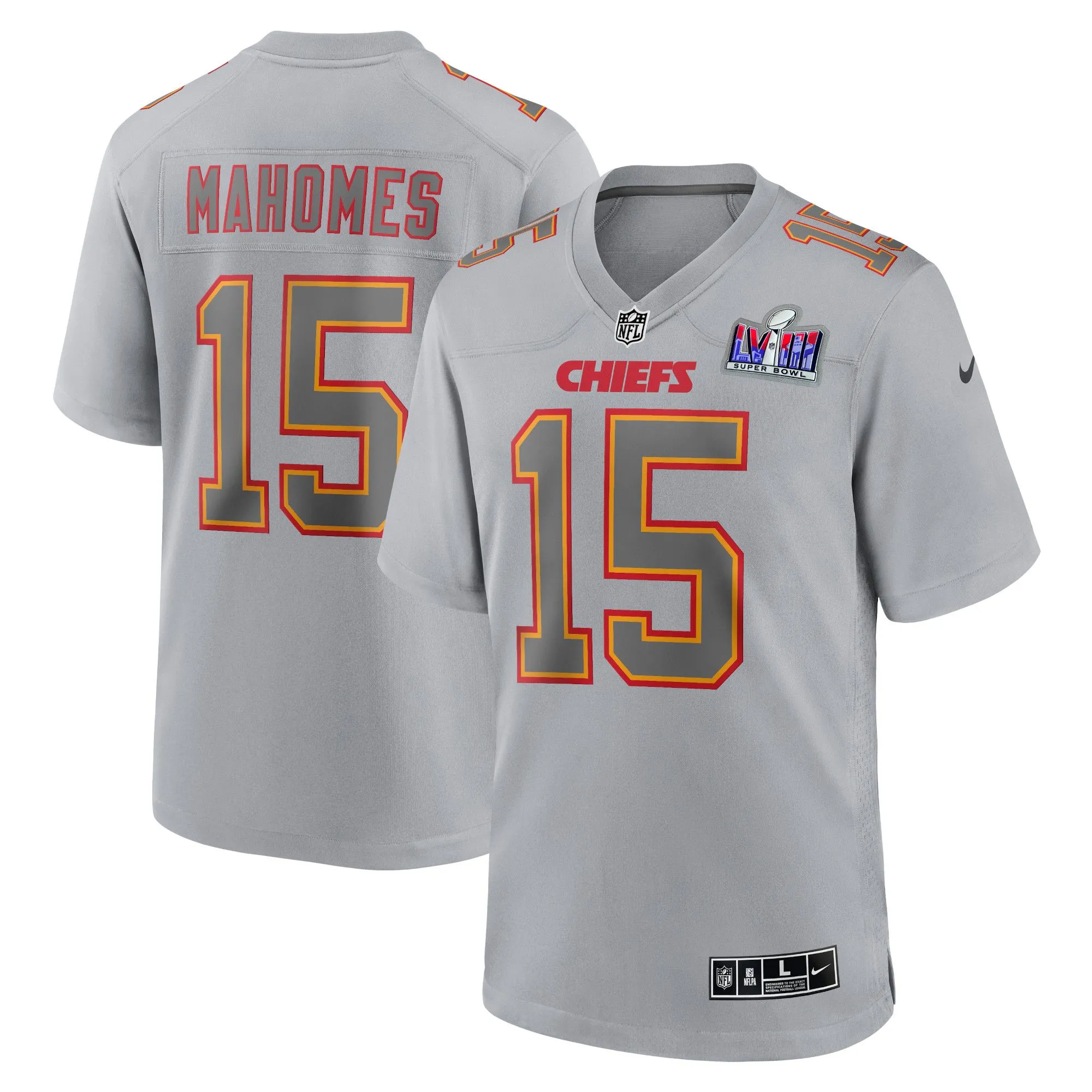 Patrick Mahomes Kansas City Chiefs  Super Bowl LVIII Atmosphere Fashion Game Jersey - Gray