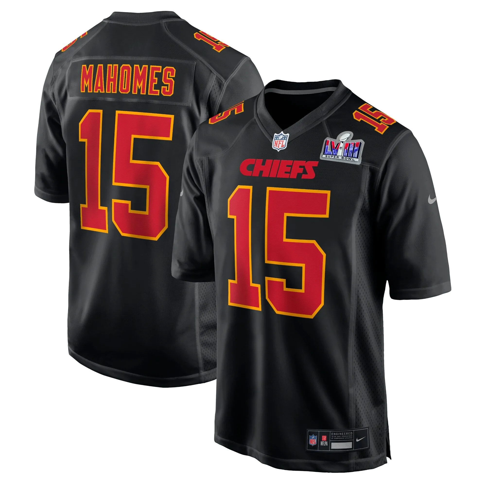 Patrick Mahomes Kansas City Chiefs  Super Bowl LVIII Carbon Fashion Game Player Jersey - Black