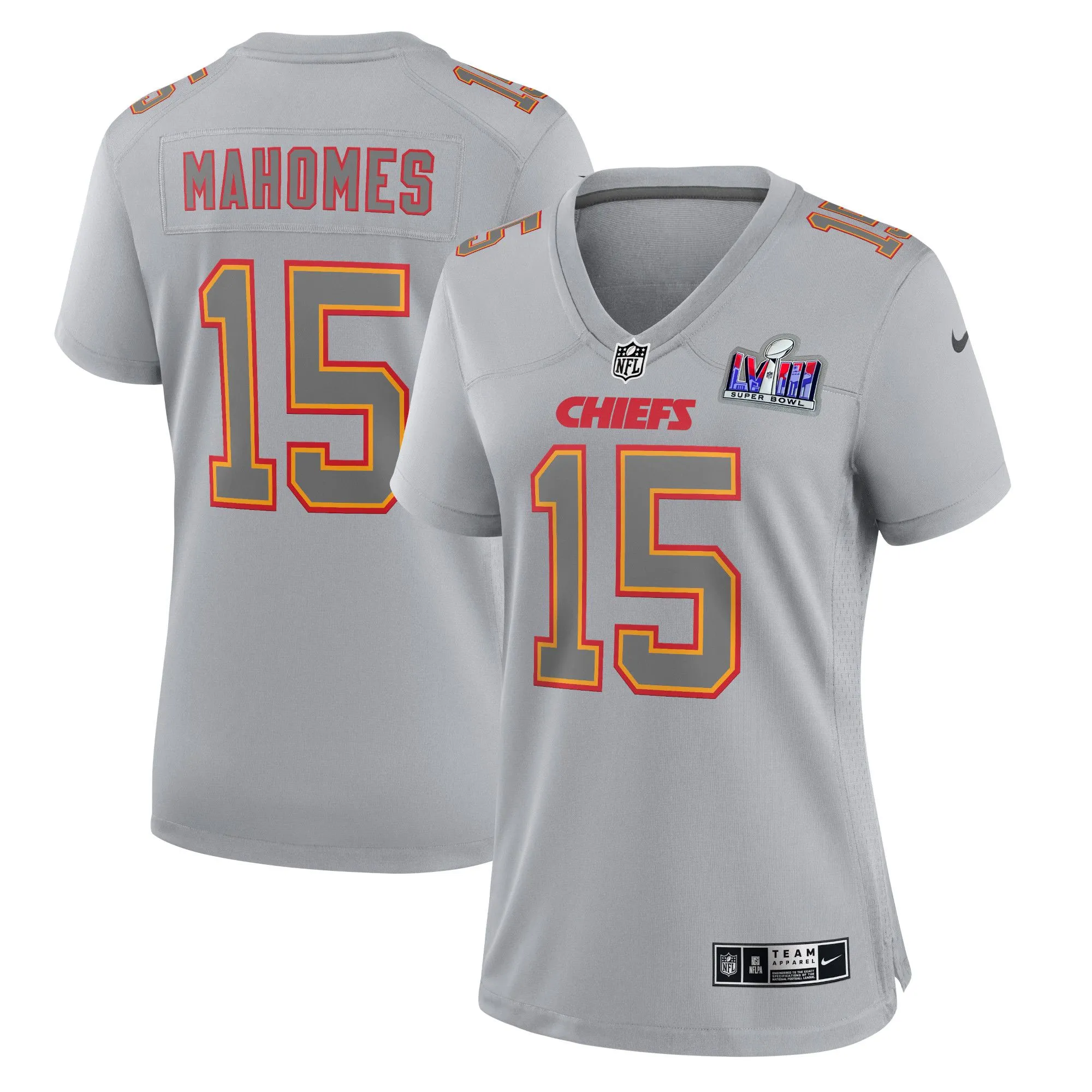 Patrick Mahomes Kansas City Chiefs  Women's Super Bowl LVIII Atmosphere Fashion Game Jersey - Gray