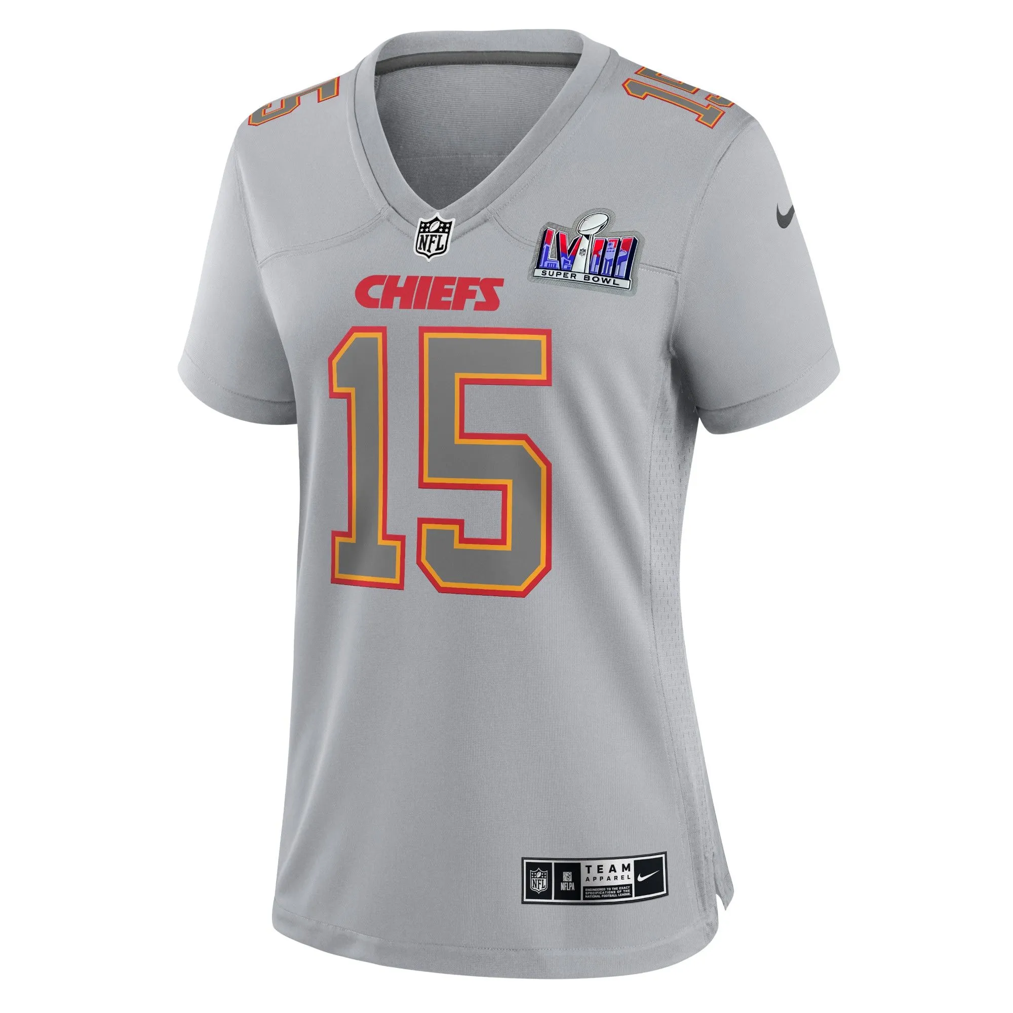 Patrick Mahomes Kansas City Chiefs  Women's Super Bowl LVIII Atmosphere Fashion Game Jersey - Gray