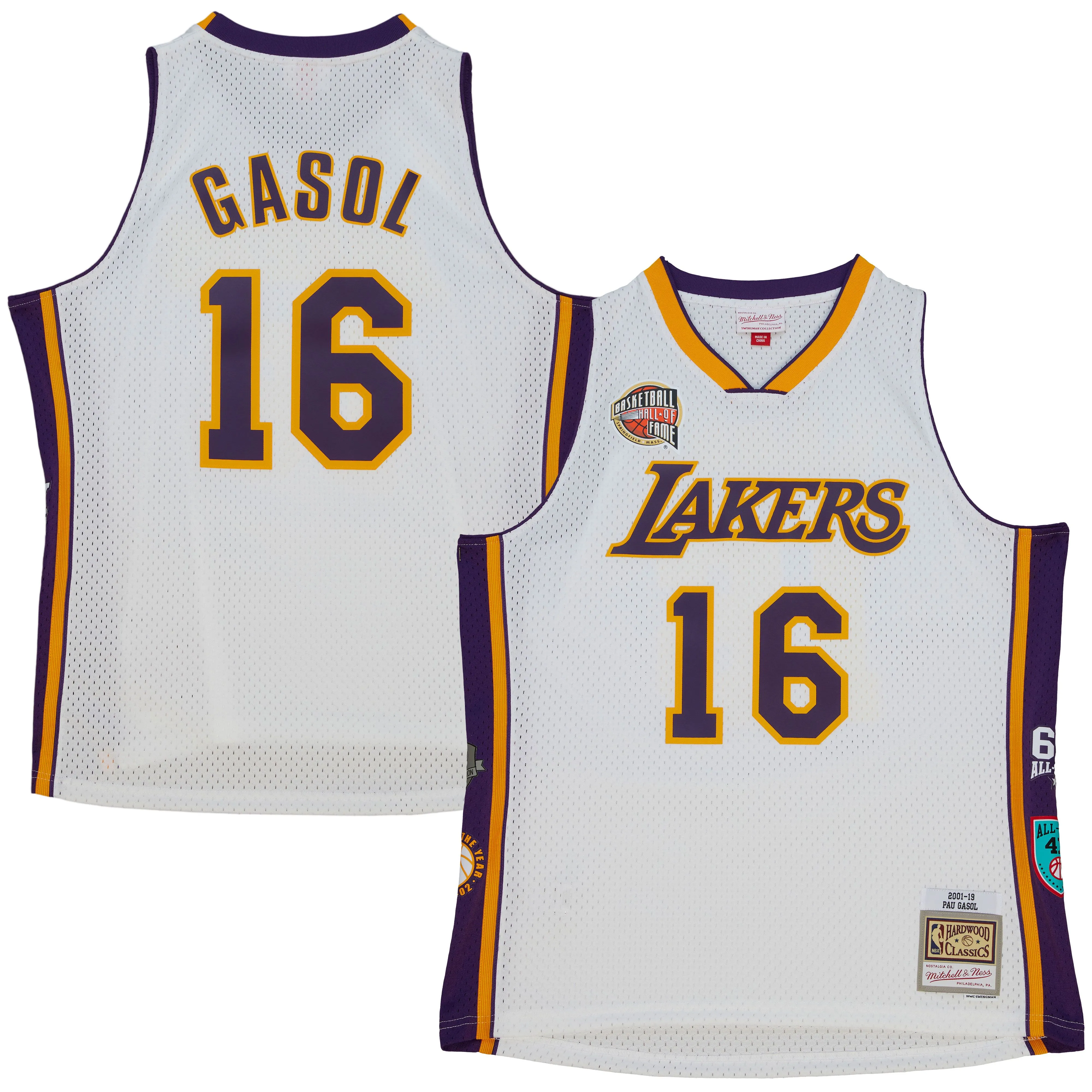 Pau Gasol Los Angeles Lakers Mitchell & Ness Unisex Hall Of Fame Class Of 2023 Throwback Swingman Jersey - White