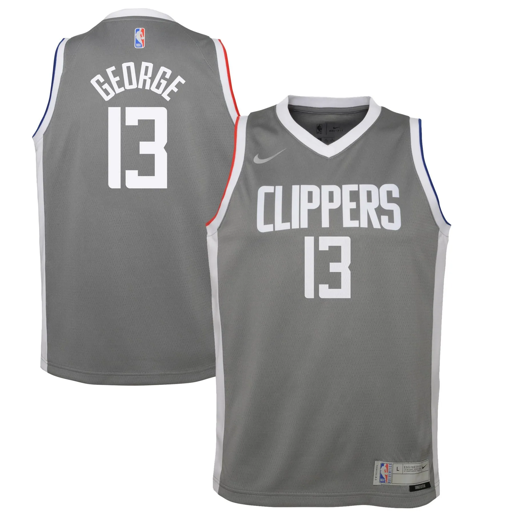 Paul George LA Clippers  Youth 2020/21 Swingman Player Jersey Gray - Earned Edition