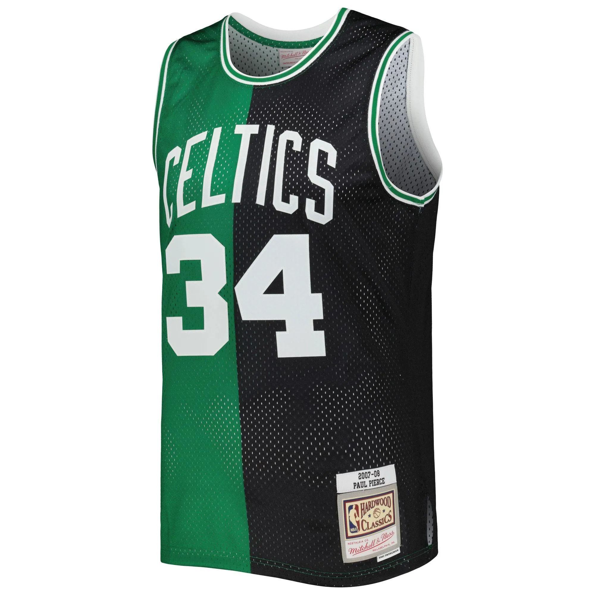 Paul Pierce Boston Celtics Mitchell & Ness Hardwood Classics 2007/08 Split Swingman Jersey - Black/Kelly Green