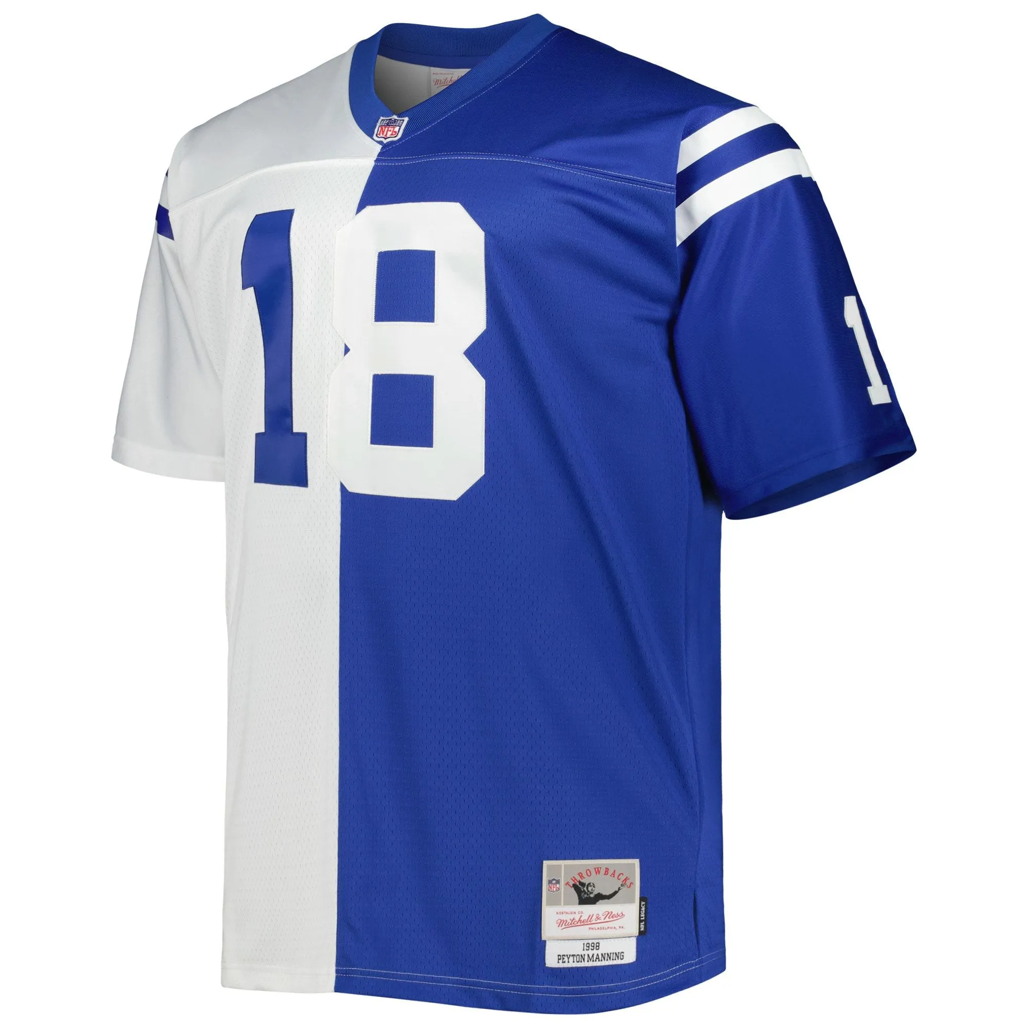 Peyton Manning Indianapolis Colts Mitchell & Ness Big & Tall Split Legacy Retired Player Replica Jersey - White/Royal