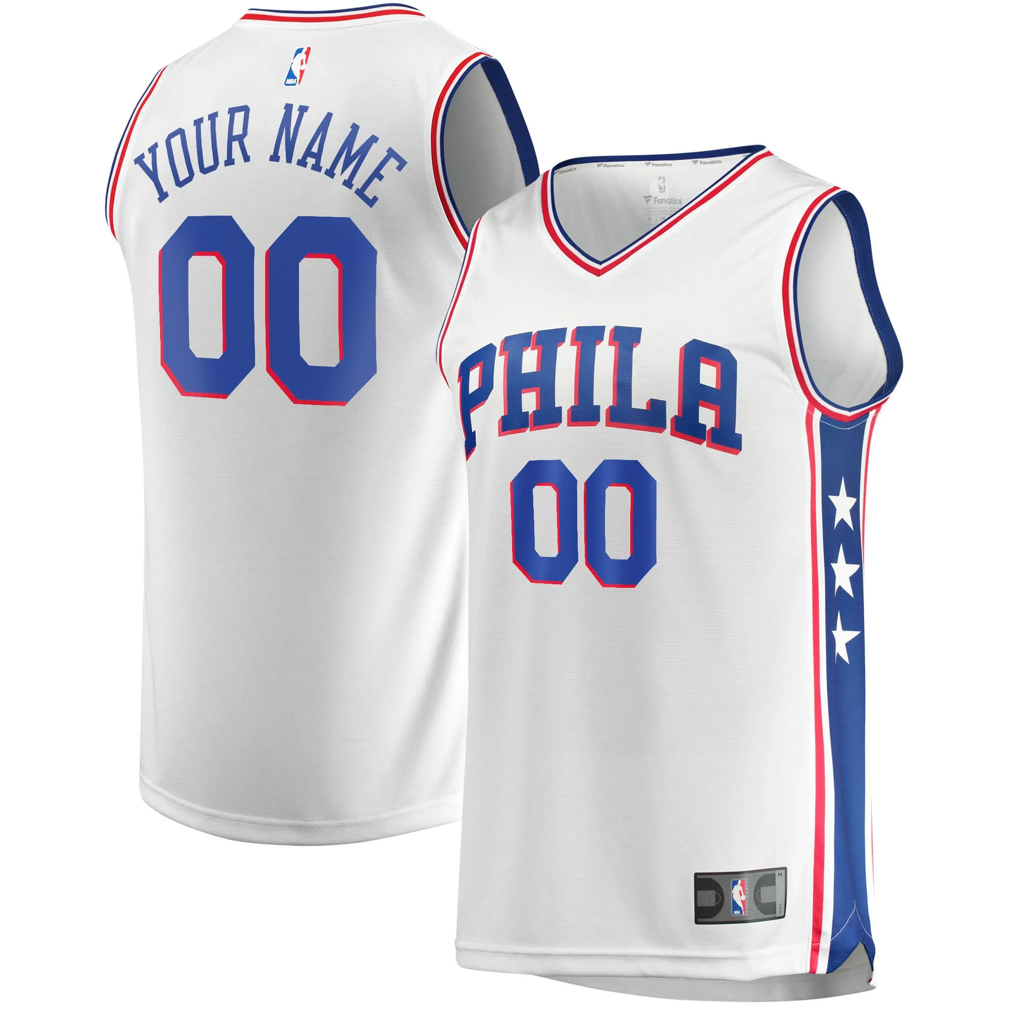 Philadelphia 76ers Fanatics Branded Fast Break Custom Replica Jersey White - Association Edition