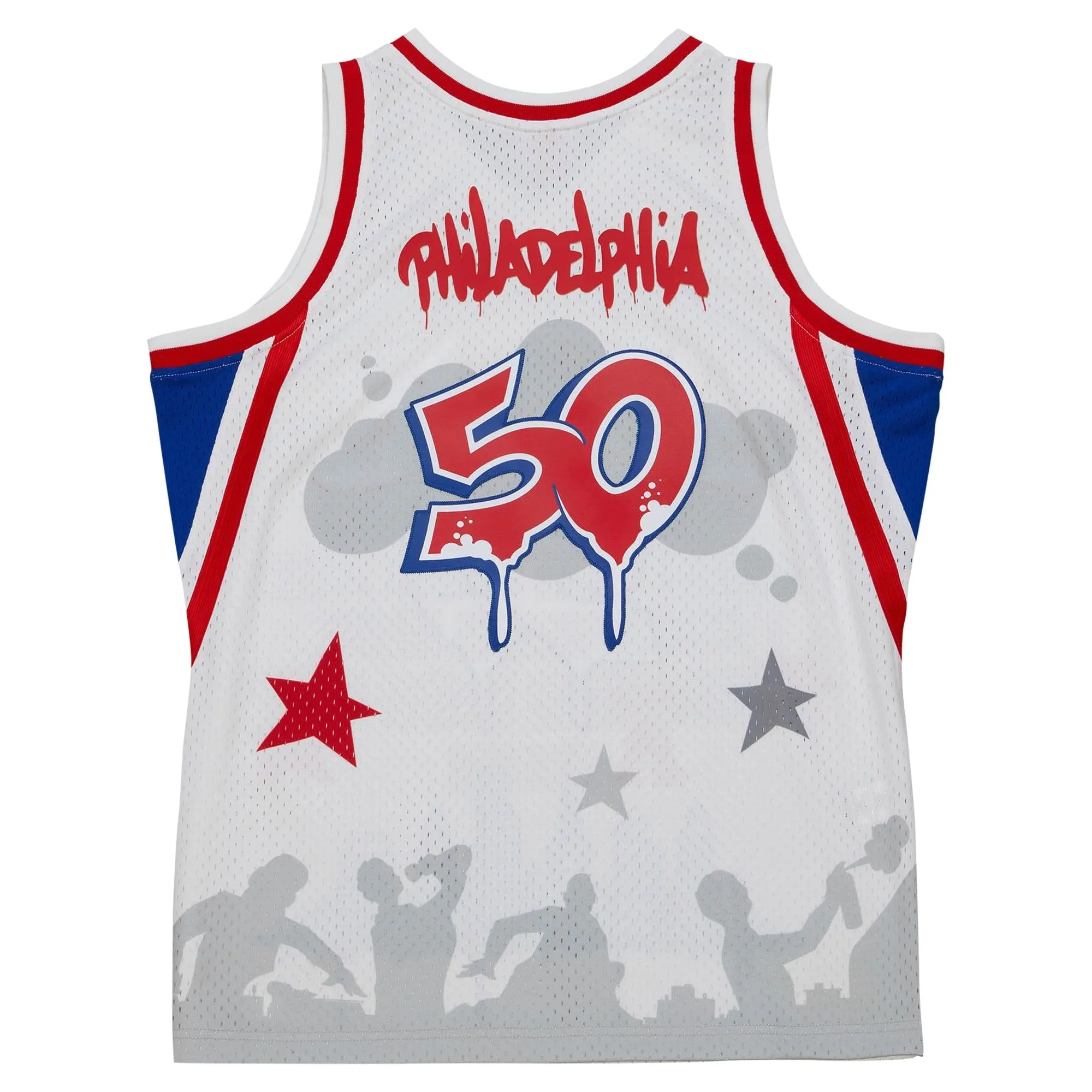 Philadelphia 76ers Mitchell & Ness X Tats Cru Hardwood Classics Fashion Jersey - White