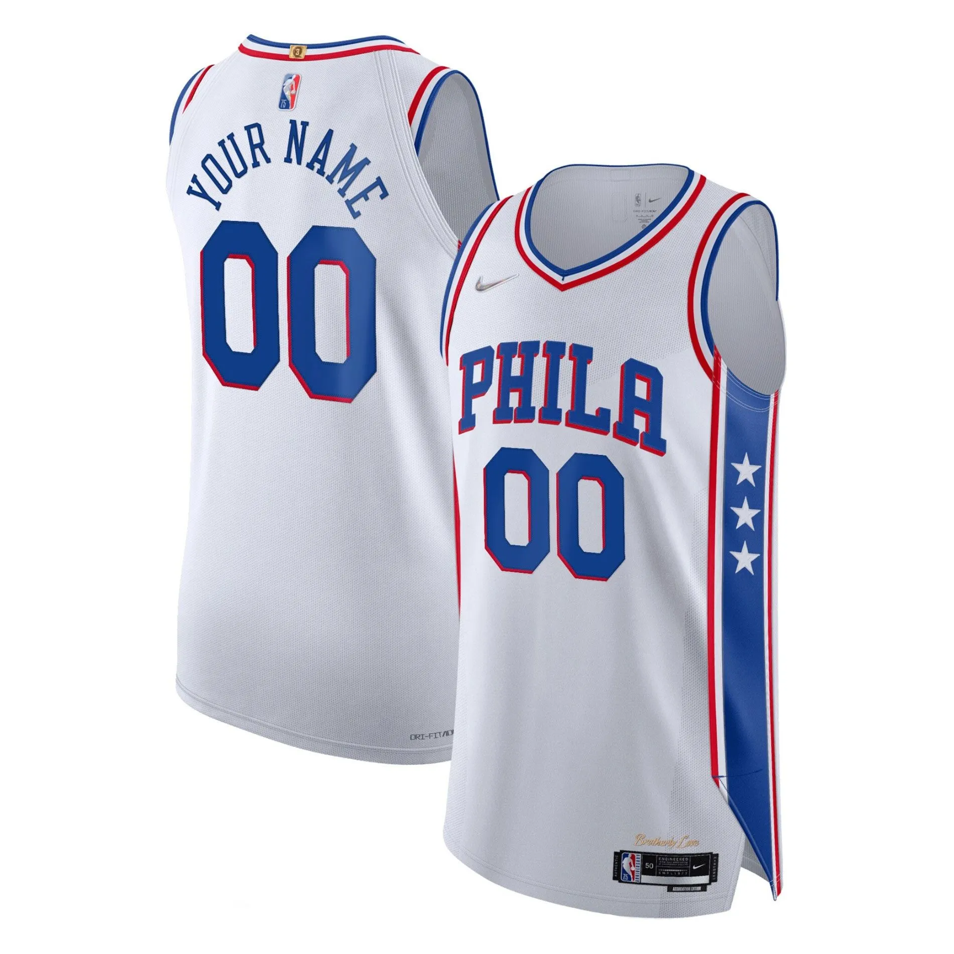 Philadelphia 76ers  2021/22 Diamond  Custom Jersey - Association Edition - White