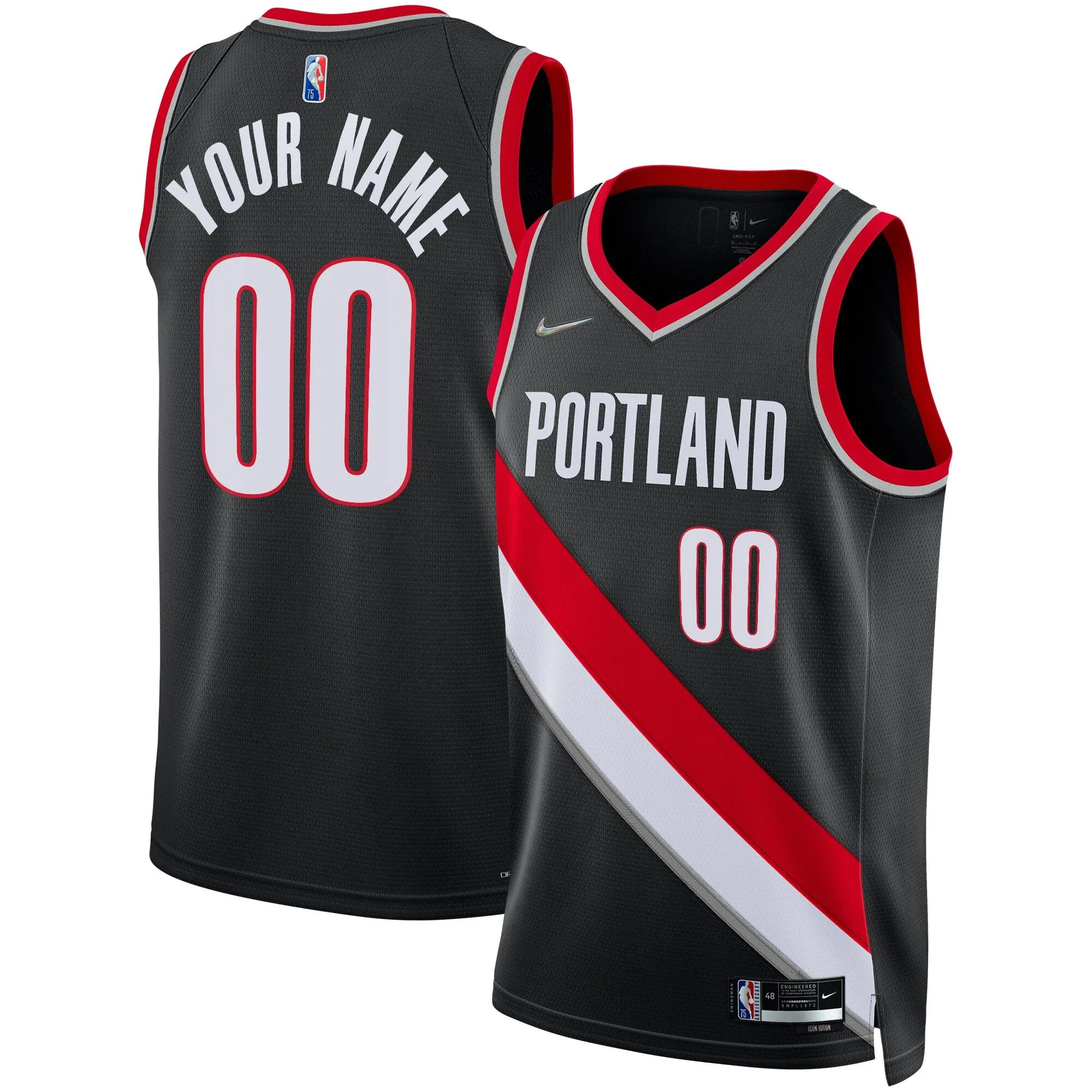 Portland Trail Blazers  2021/22 Diamond Swingman Custom Jersey - Icon Edition - Black