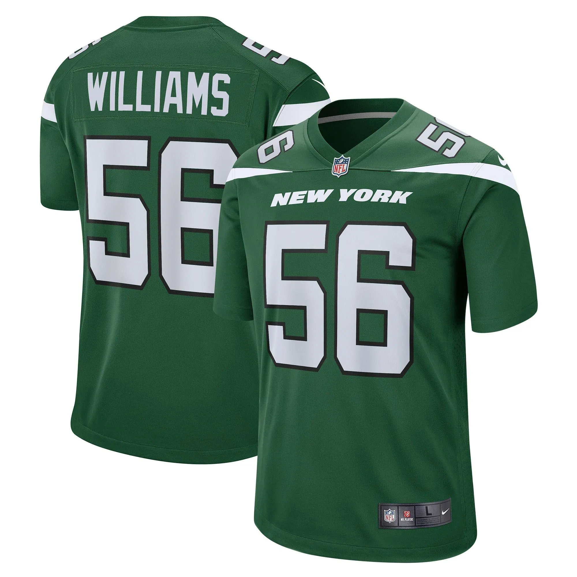 Quincy Williams New York Jets  Game Jersey - Gotham Green