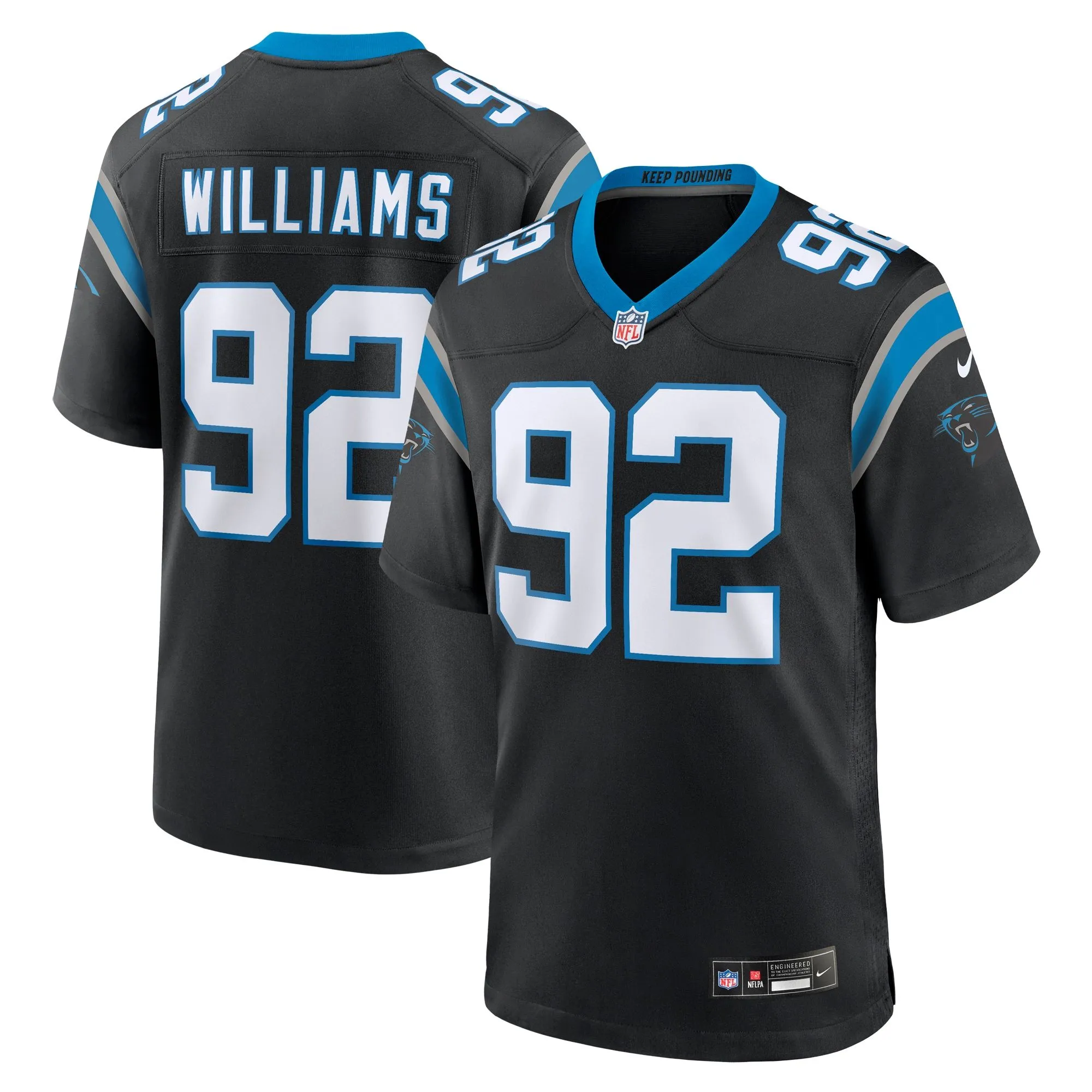 Raequan Williams Carolina Panthers  Team Game Jersey - Black