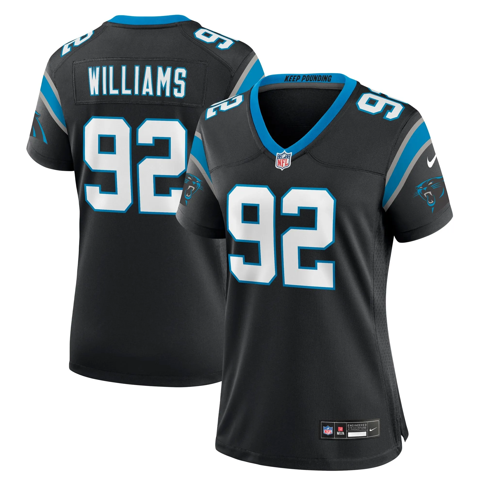 Raequan Williams Carolina Panthers  Women's Team Game Jersey - Black