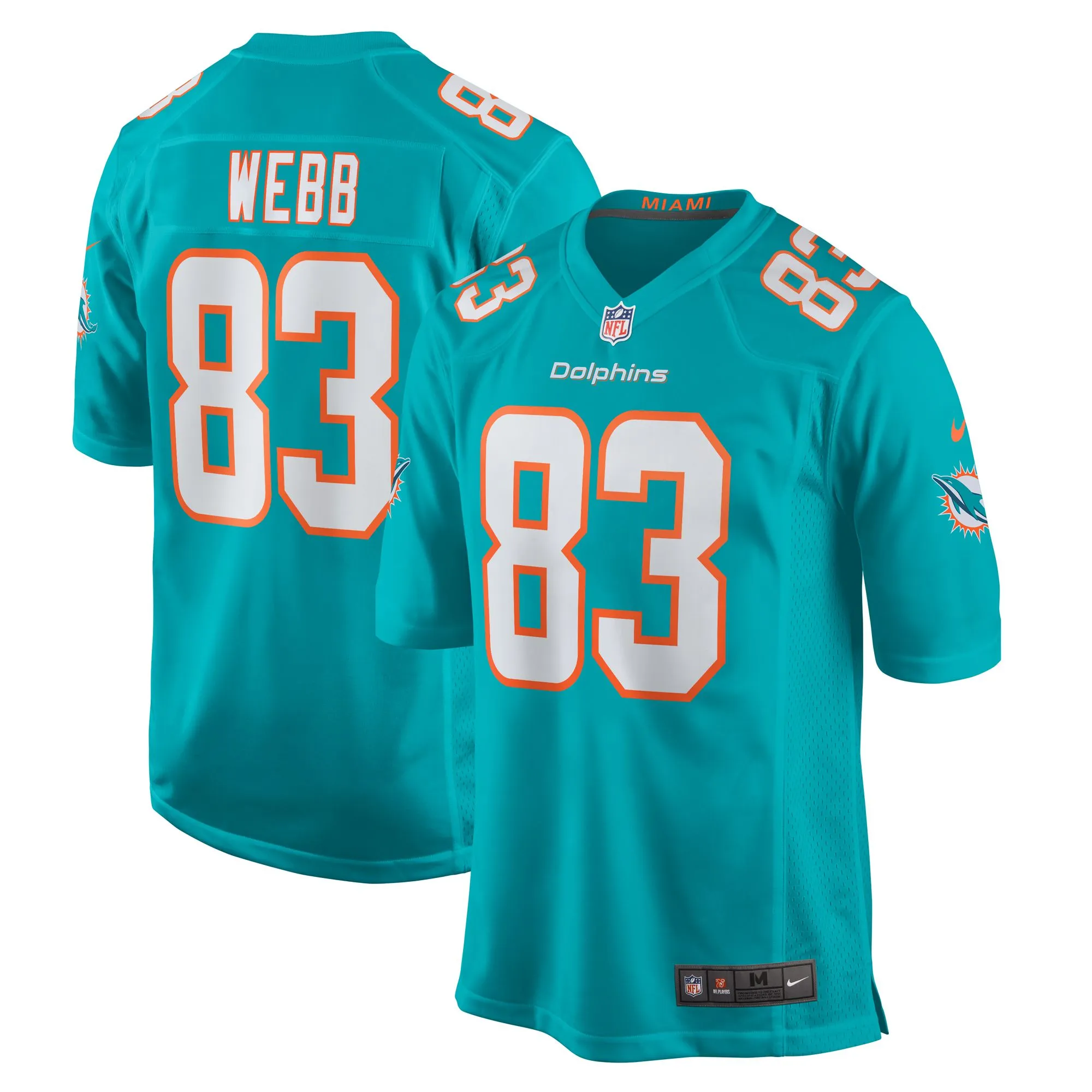 Raleigh Webb Miami Dolphins  Team Game Jersey -  Aqua