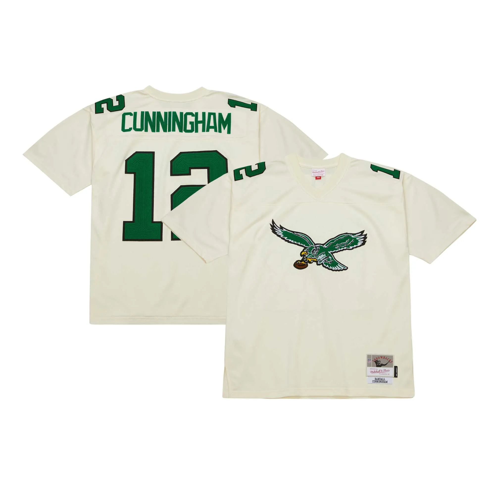 Randall Cunningham Philadelphia Eagles Mitchell & Ness Chainstitch Legacy Jersey - Cream