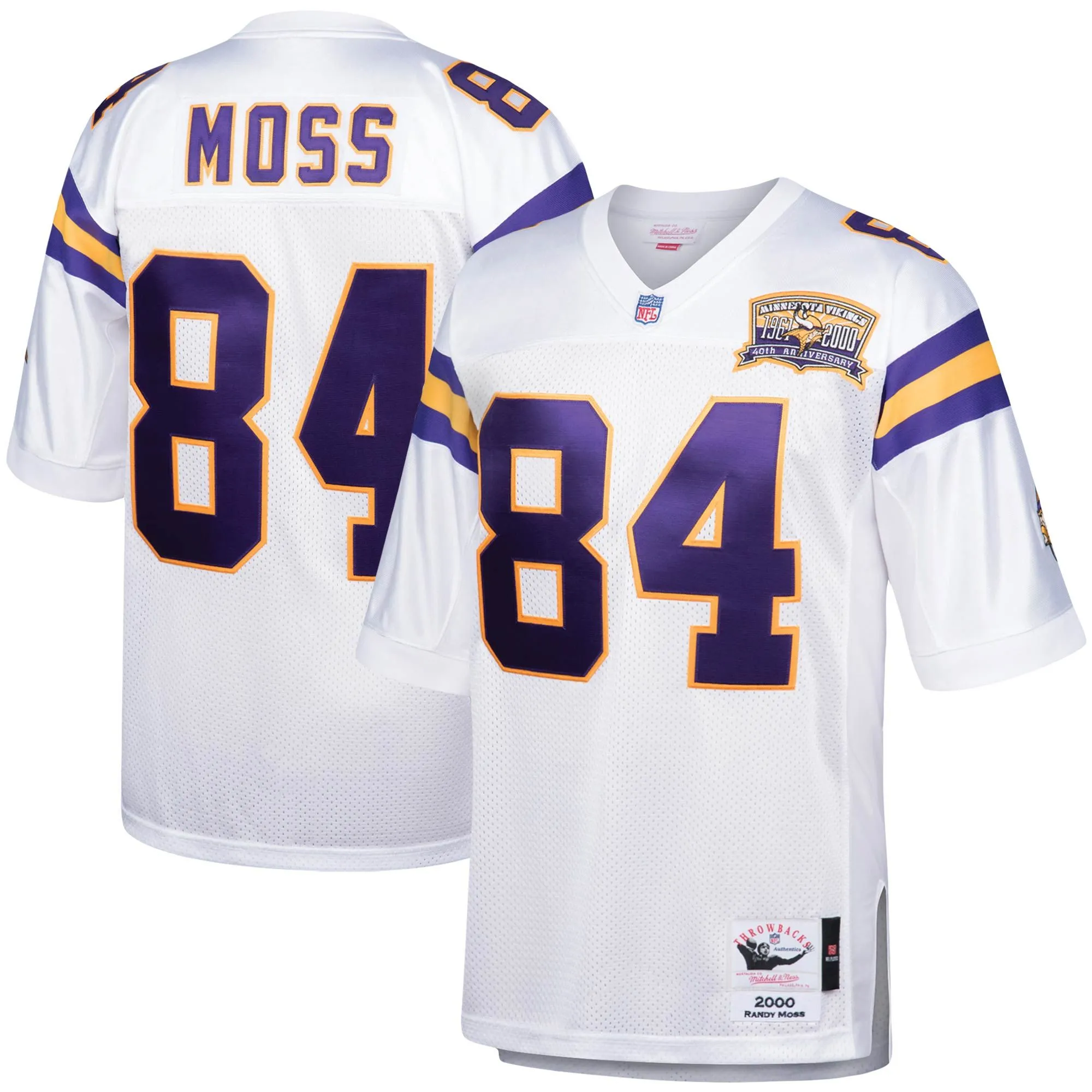 Randy Moss Minnesota Vikings 2000 Mitchell & Ness  Throwback Retired Player Jersey - White