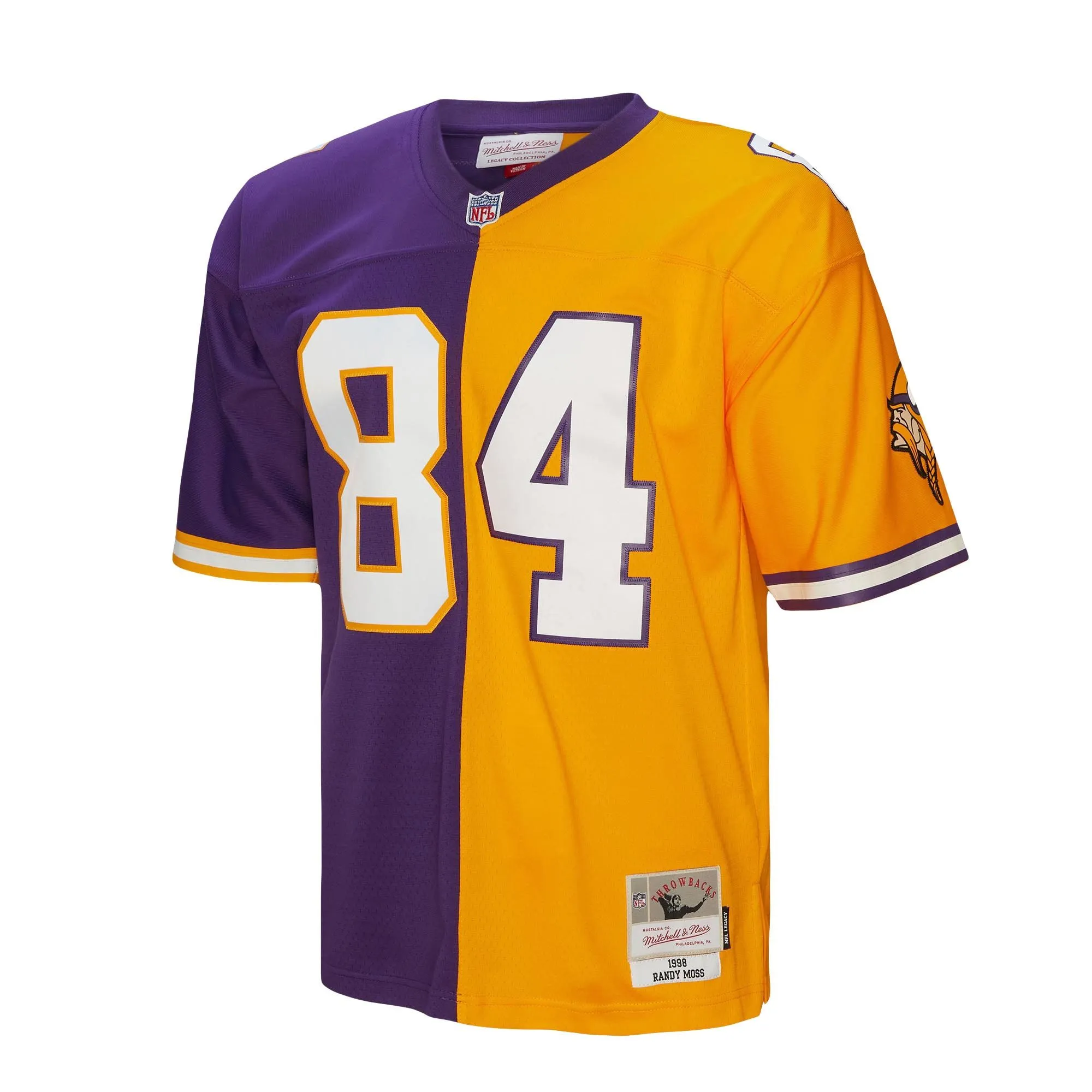 Randy Moss Minnesota Vikings Mitchell & Ness 1998 Split Legacy Replica Jersey - Purple/Gold