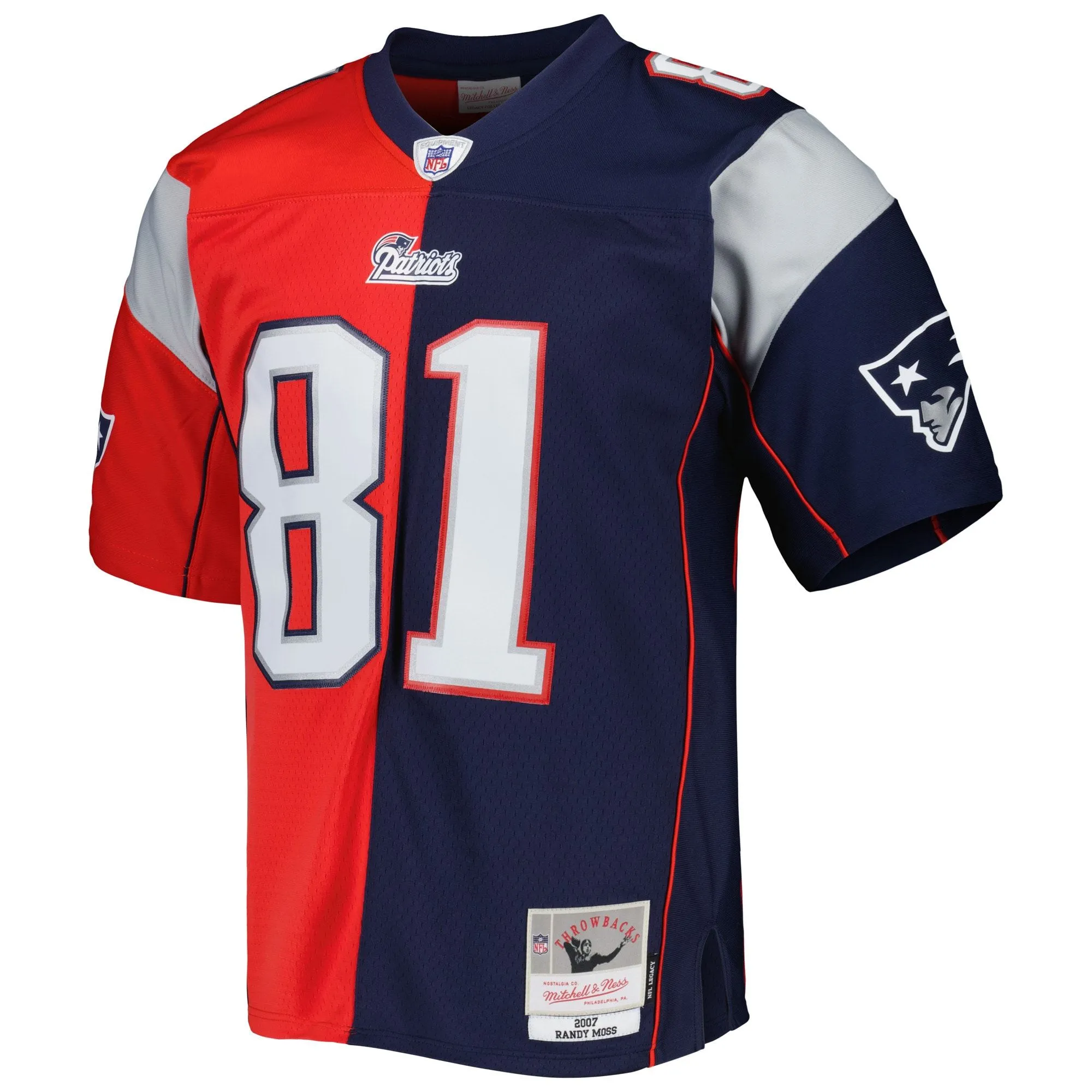 Randy Moss New England Patriots Mitchell & Ness 2007 Split Legacy Replica Jersey - Navy/Red