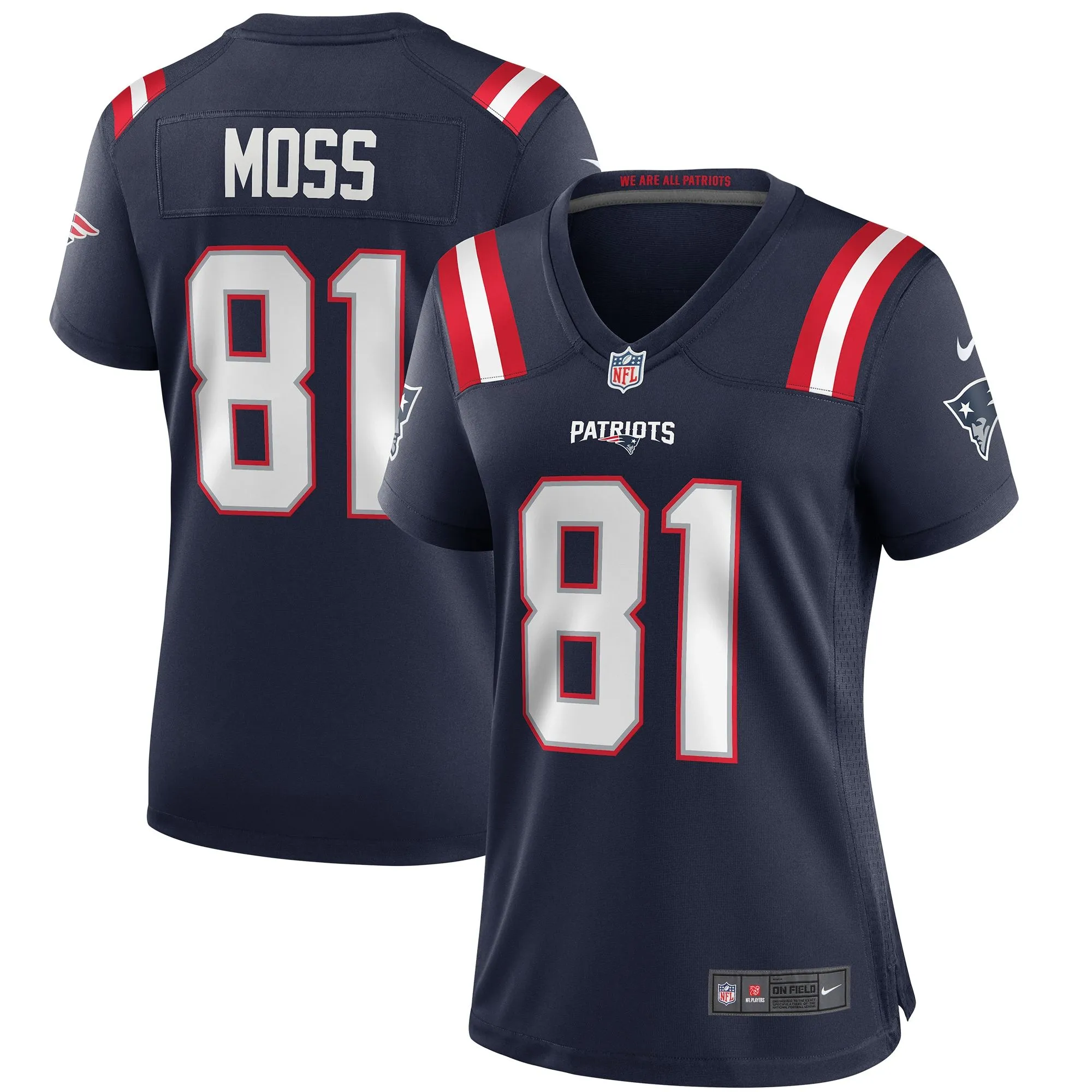 Randy Moss New England Patriots  Women's Game Retired Player Jersey - Navy