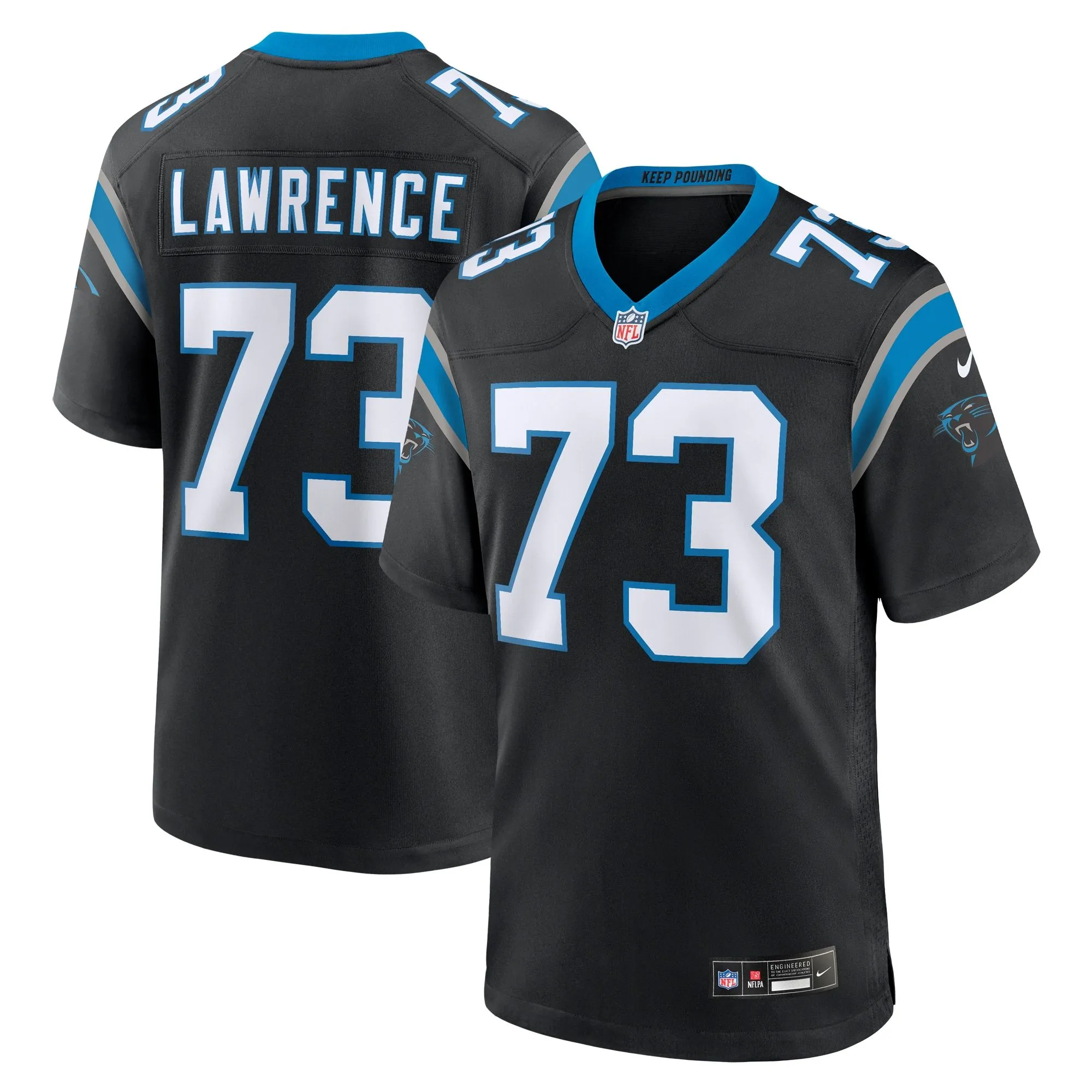 Rashard Lawrence Carolina Panthers   Game Jersey -  Black