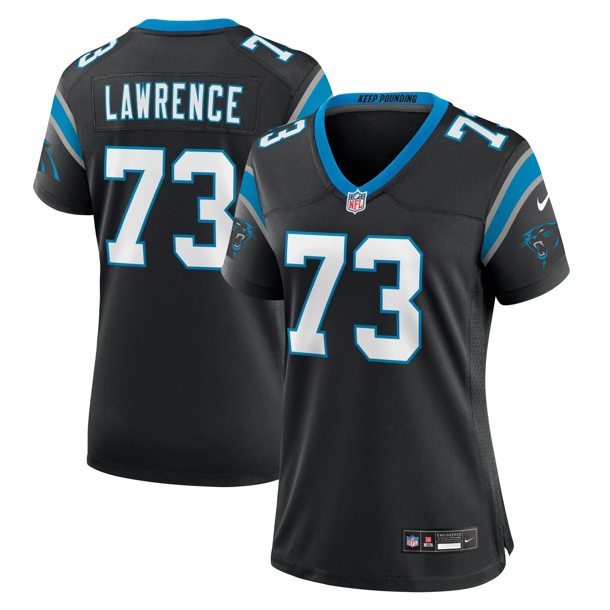 Rashard Lawrence Carolina Panthers  Women's  Game Jersey -  Black