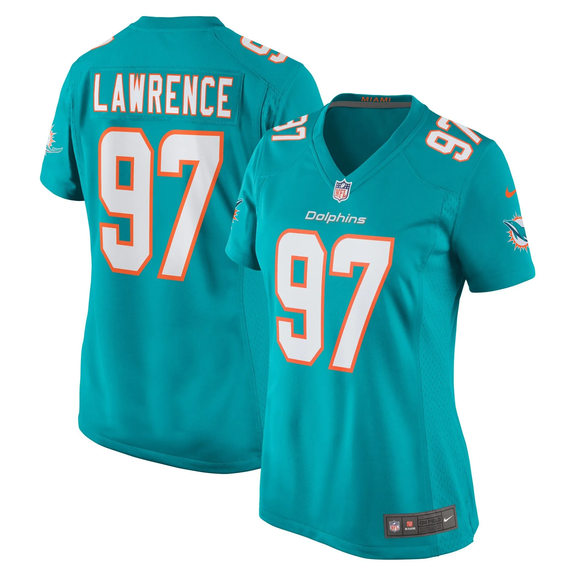 Rashard Lawrence Miami Dolphins  Women's Team Game Jersey -  Aqua