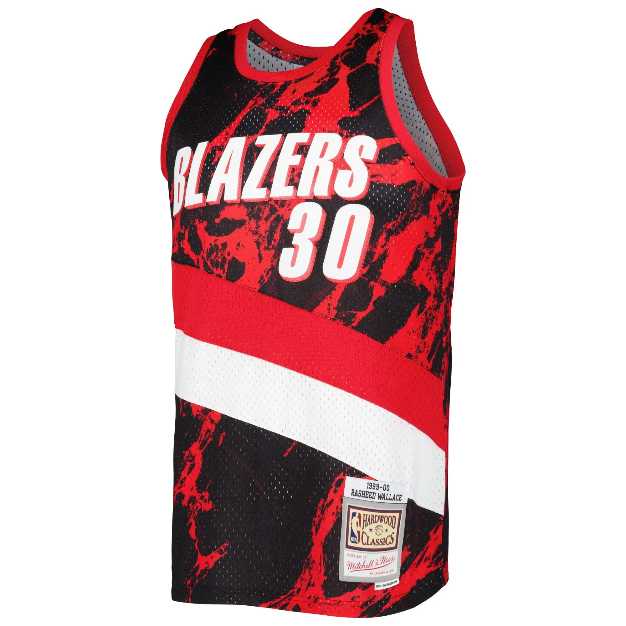 Rasheed Wallace Portland Trail Blazers Mitchell & Ness 1999/00 Hardwood Classics Marble Swingman Jersey - Black