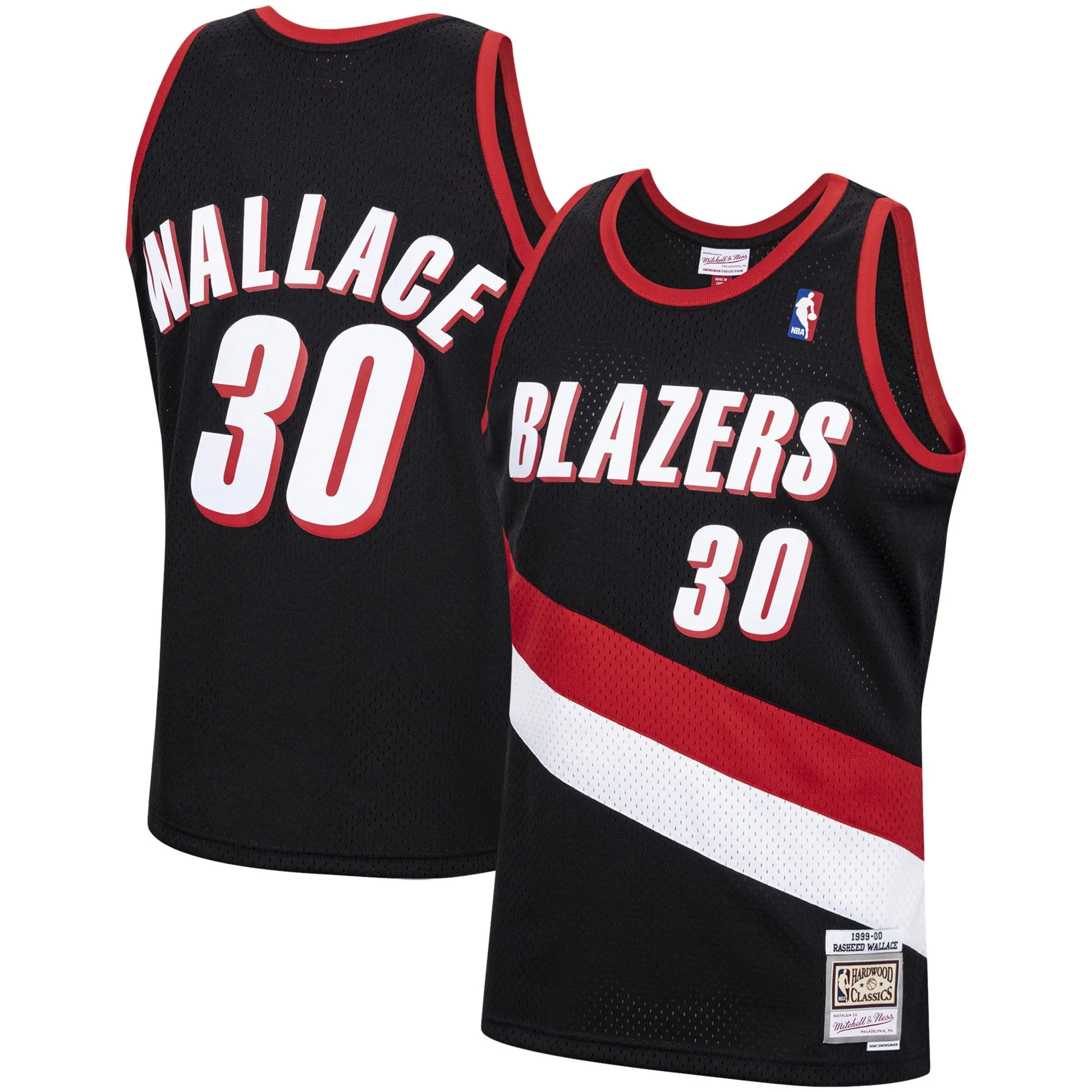 Rasheed Wallace Portland Trail Blazers Mitchell & Ness 1999/00 Hardwood Classics Swingman Jersey - Black