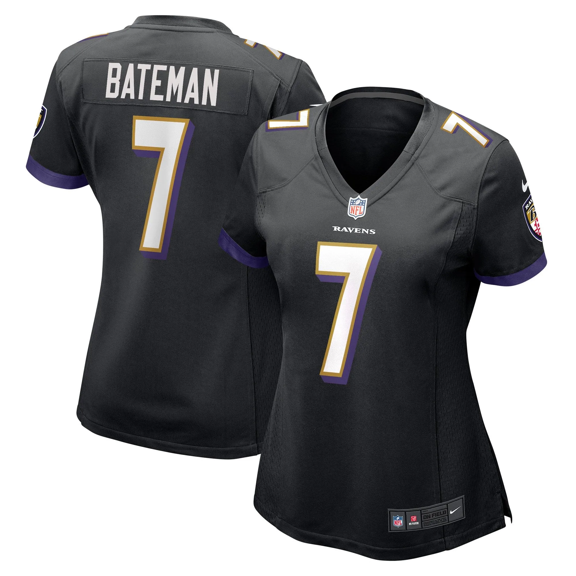 Rashod Bateman Baltimore Ravens  Women's Game Player Jersey - Black