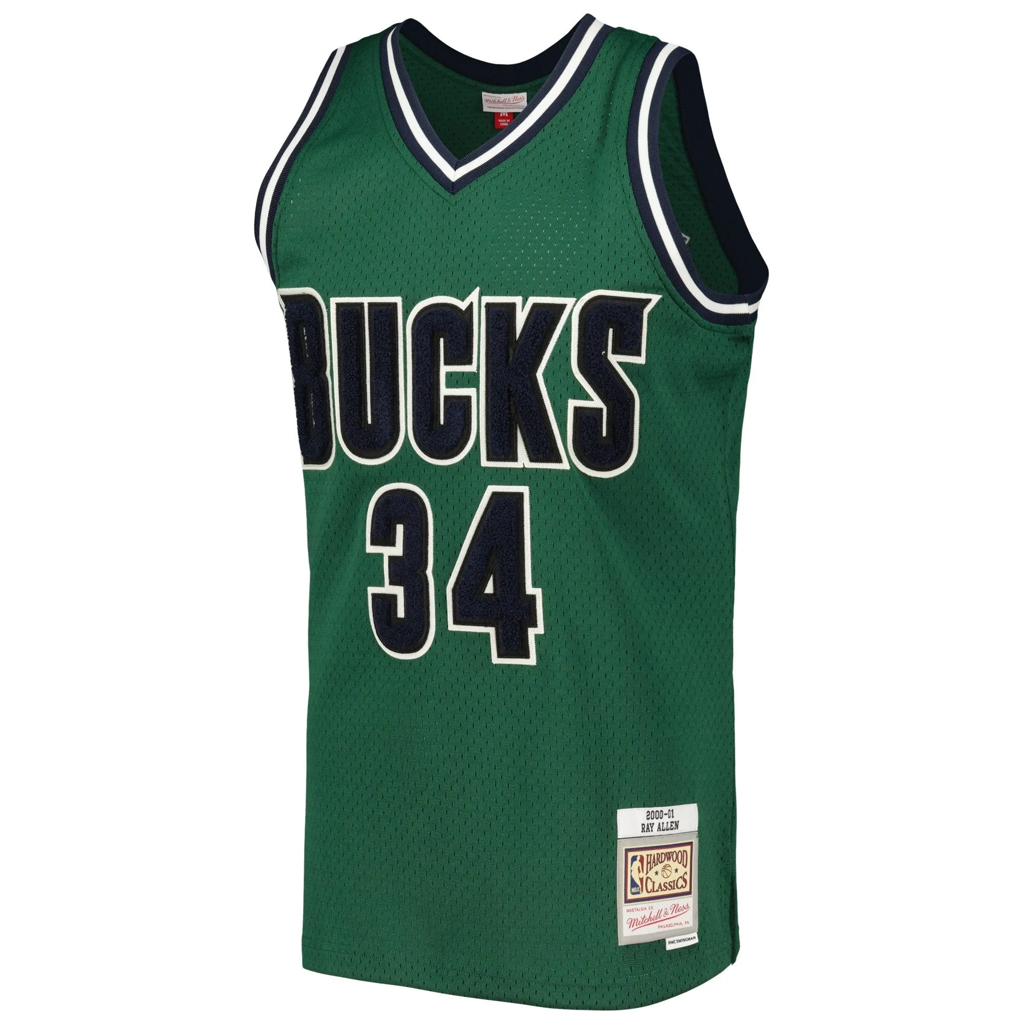 Ray Allen Milwaukee Bucks Mitchell & Ness 2000/01 Hardwood Classics Off-Court Swingman Jersey - Hunter Green