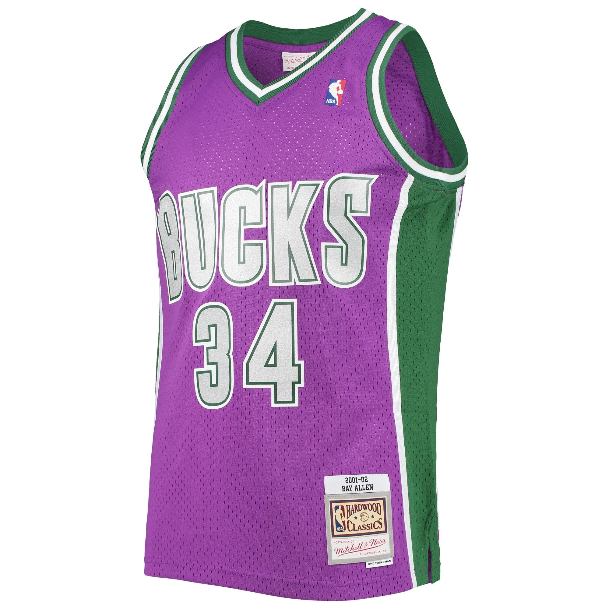 Ray Allen Milwaukee Bucks Mitchell & Ness 2001/02 Hardwood Classics Swingman Jersey - Purple