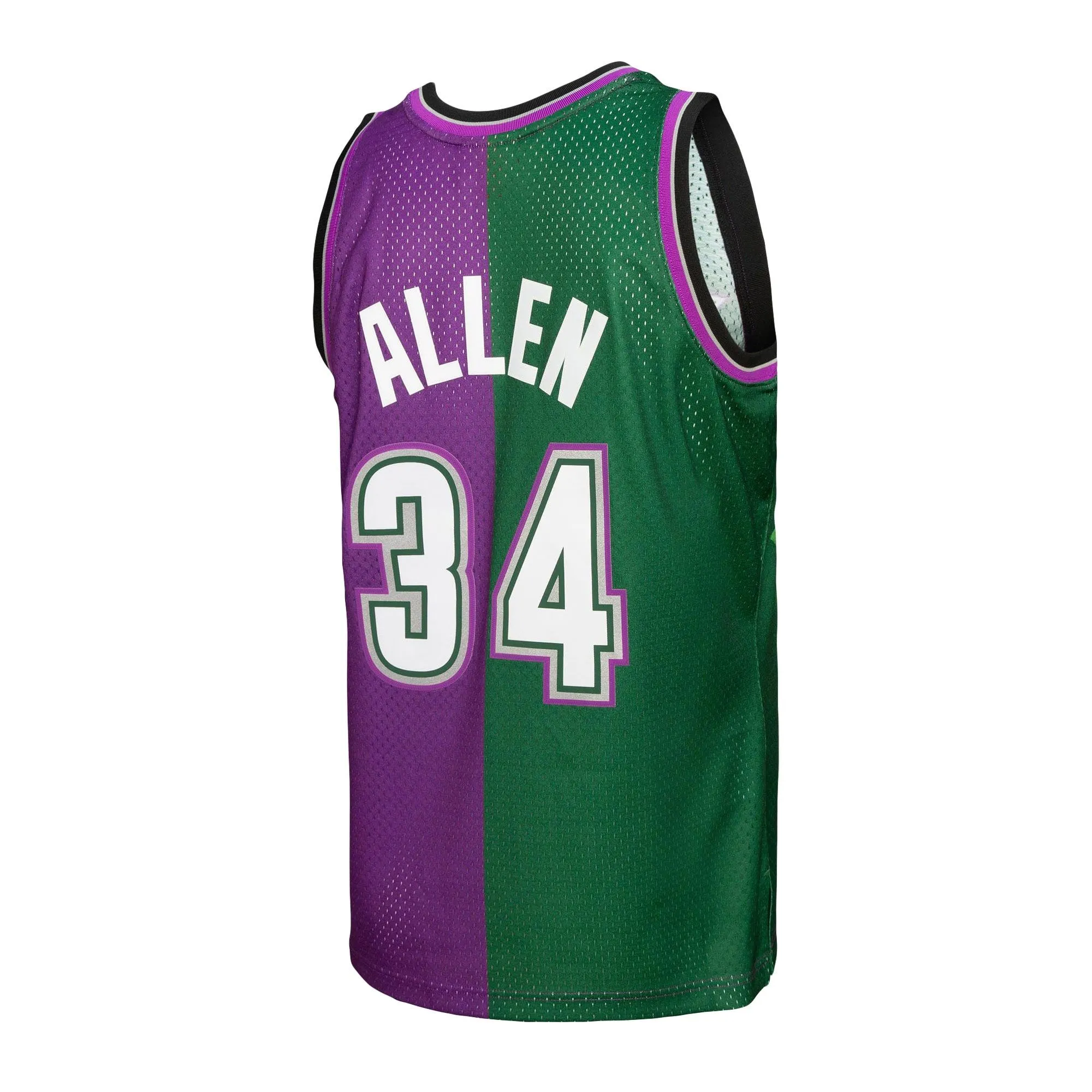 Ray Allen Milwaukee Bucks Mitchell & Ness Hardwood Classics 1996/97 Split Swingman Jersey - Green/Purple