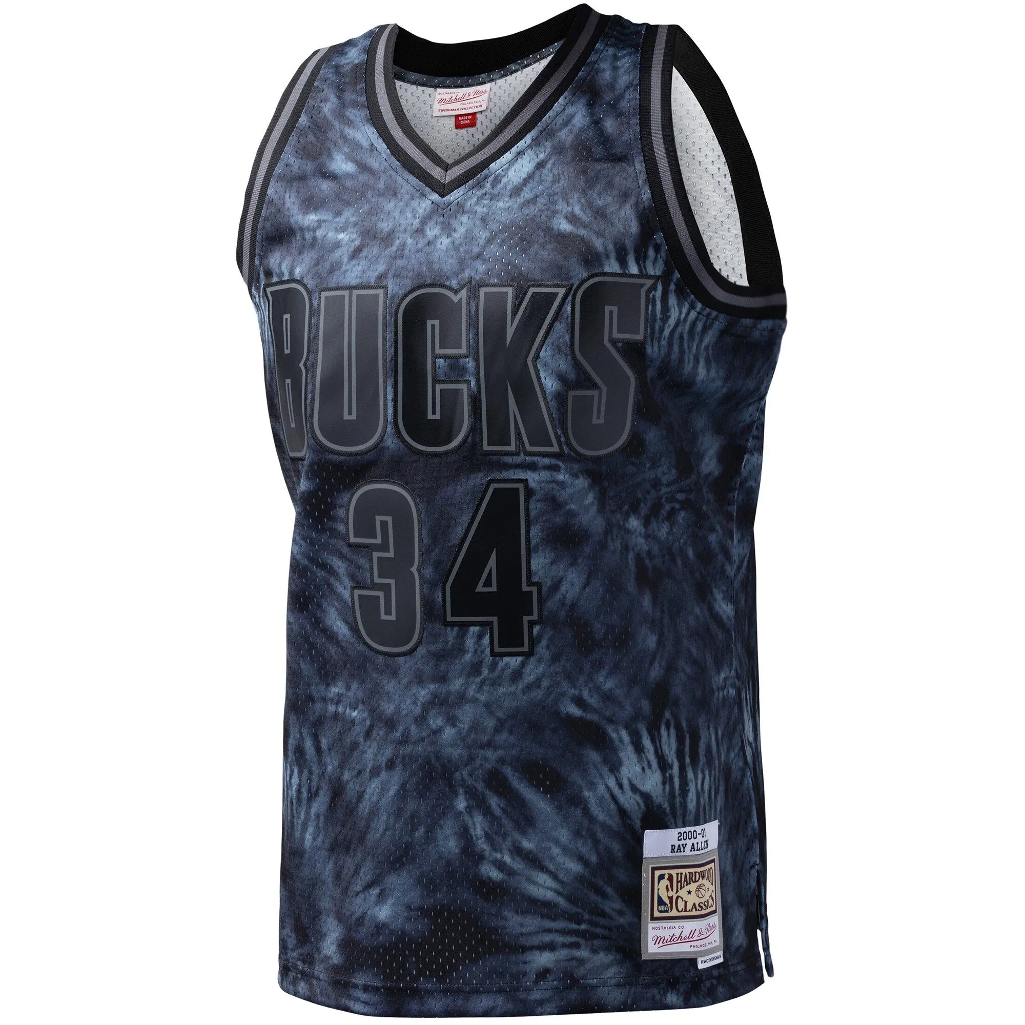 Ray Allen Milwaukee Bucks Mitchell & Ness Hardwood Classics 1996/97 Tie-Dye Swingman Jersey - Black