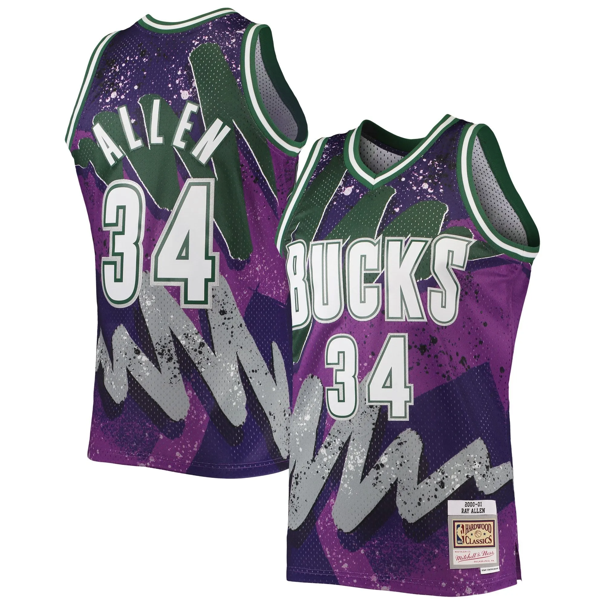 Ray Allen Milwaukee Bucks Mitchell & Ness Hardwood Classics 2000/01 Hyper Hoops Swingman Jersey - Purple