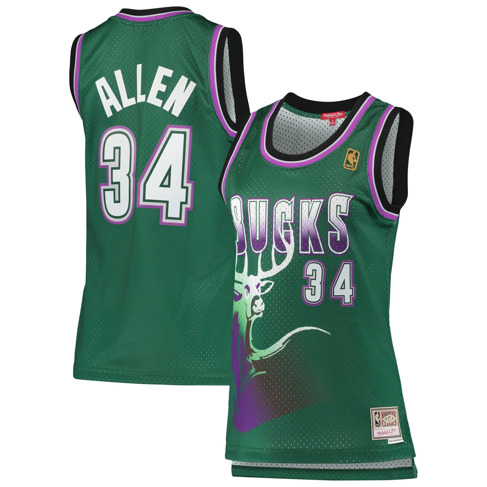 Ray Allen Milwaukee Bucks Mitchell & Ness Women's 1996/97 Hardwood Classics Swingman Jersey - Green