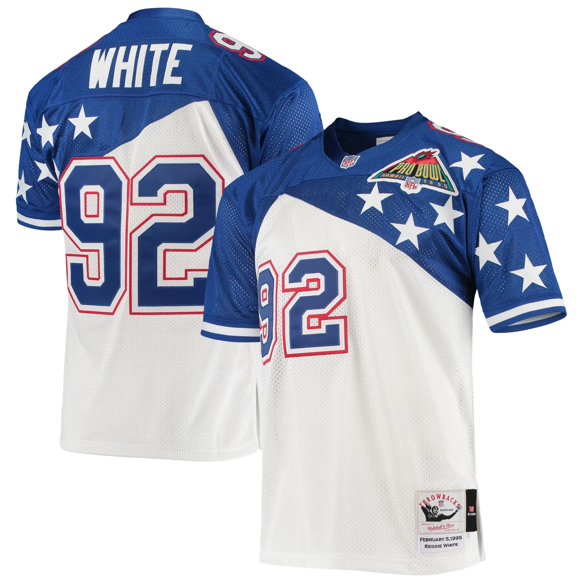 Reggie White NFC Mitchell & Ness 1995 Pro Bowl  Jersey - White/Blue