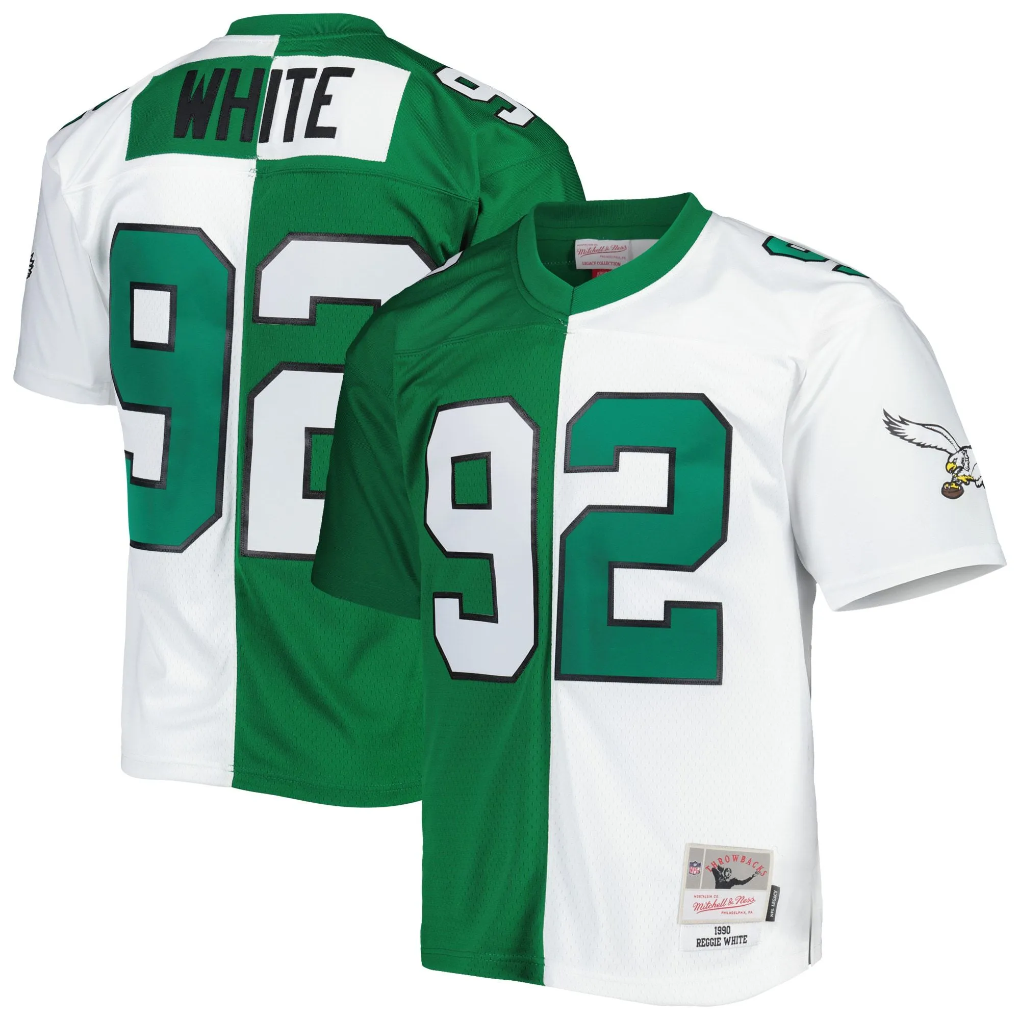 Reggie White Philadelphia Eagles Mitchell & Ness 1990 Split Legacy Replica Jersey - Kelly Green/White