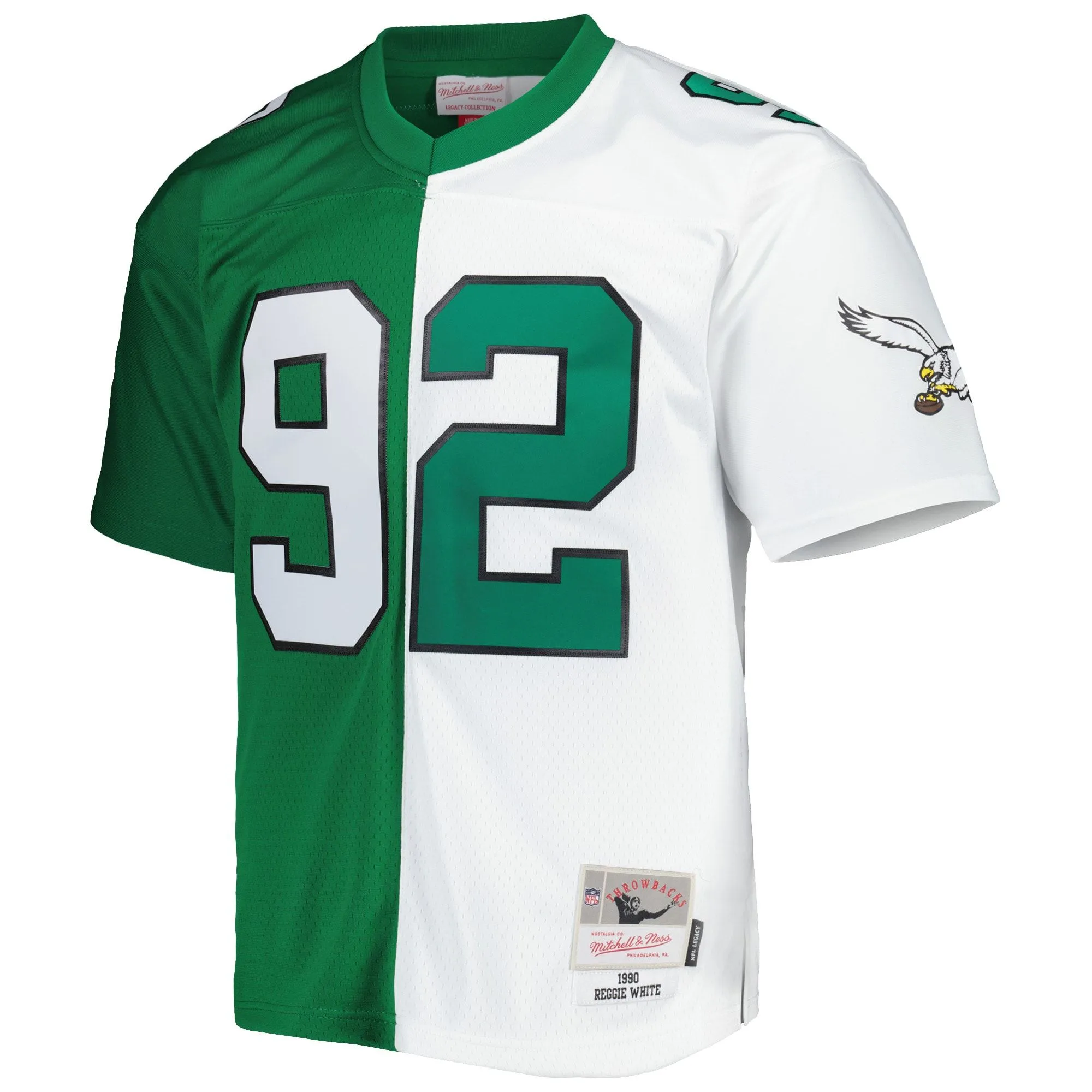 Reggie White Philadelphia Eagles Mitchell & Ness 1990 Split Legacy Replica Jersey - Kelly Green/White