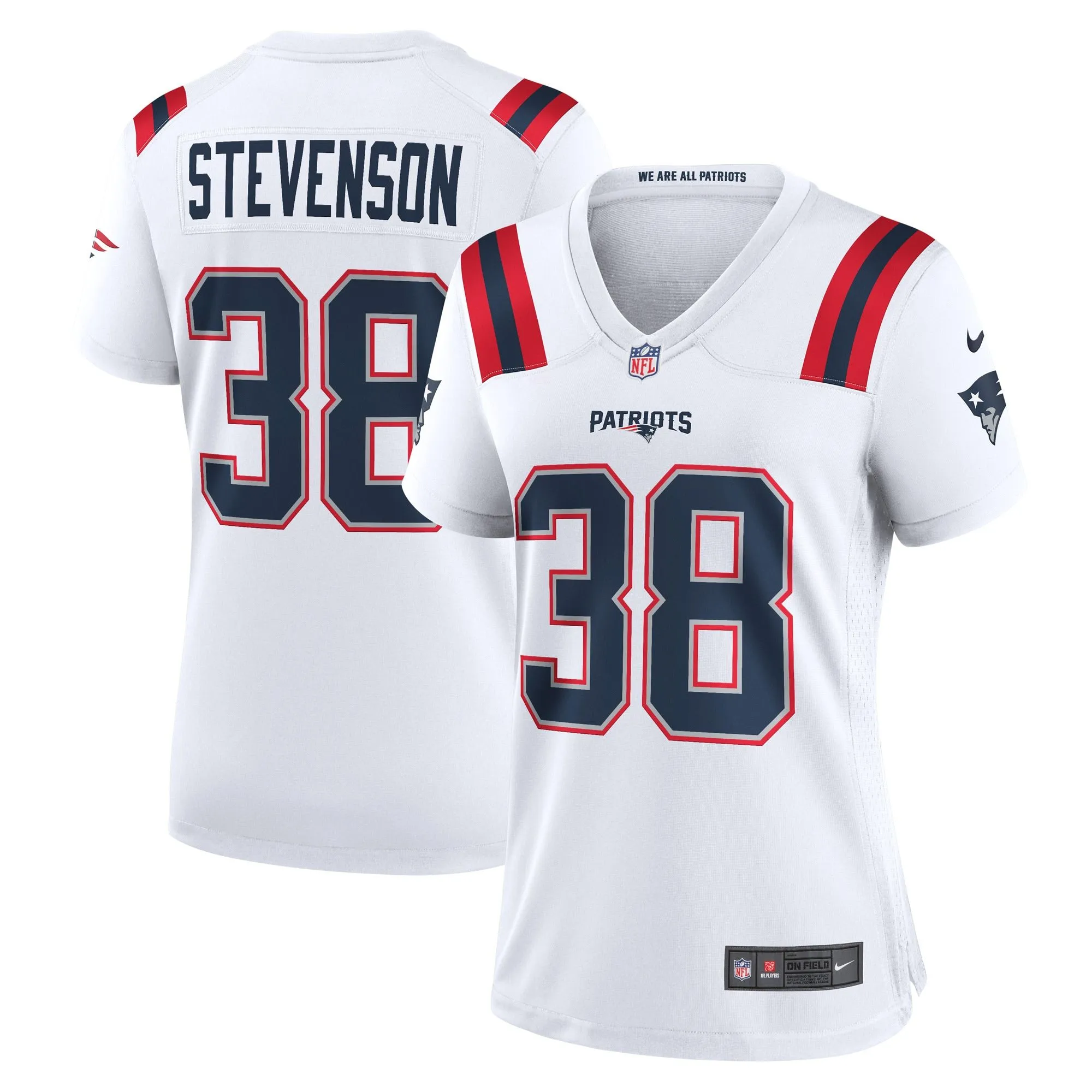 Rhamondre Stevenson New England Patriots  Women's Game Player Jersey - White